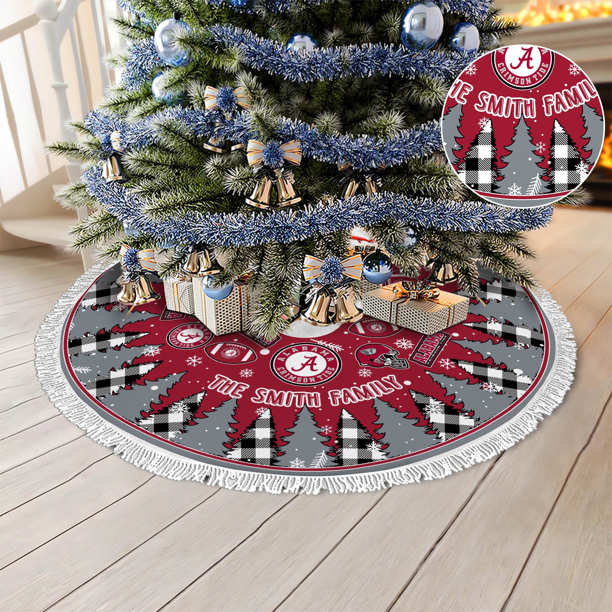 Alabama Crimson Tide Tree Skirt Personalized Your Name, Christmas Tree Skirt For Football Fans, Fan Gifts, Home Decor ETHY-61318