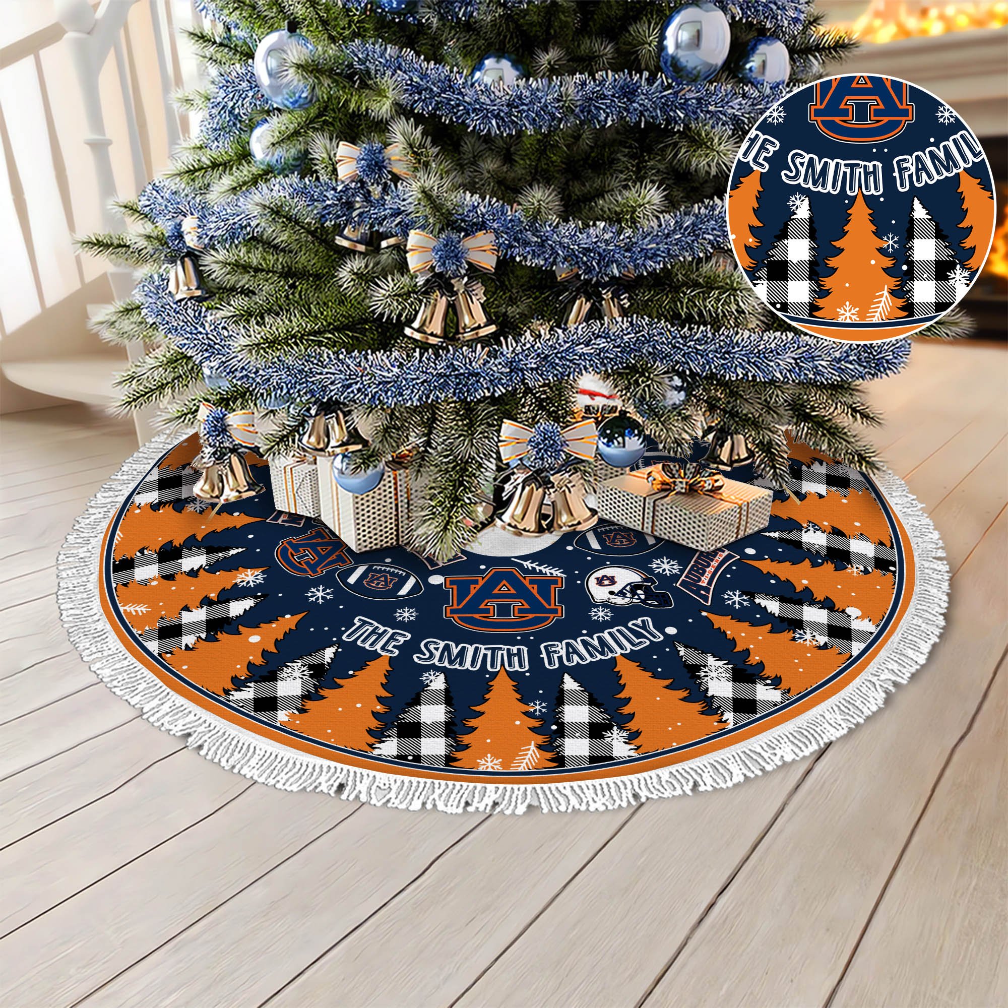 Auburn Tigers Tree Skirt Personalized Your Name, Christmas Tree Skirt For Football Fans, Fan Gifts, Home Decor ETHY-61318