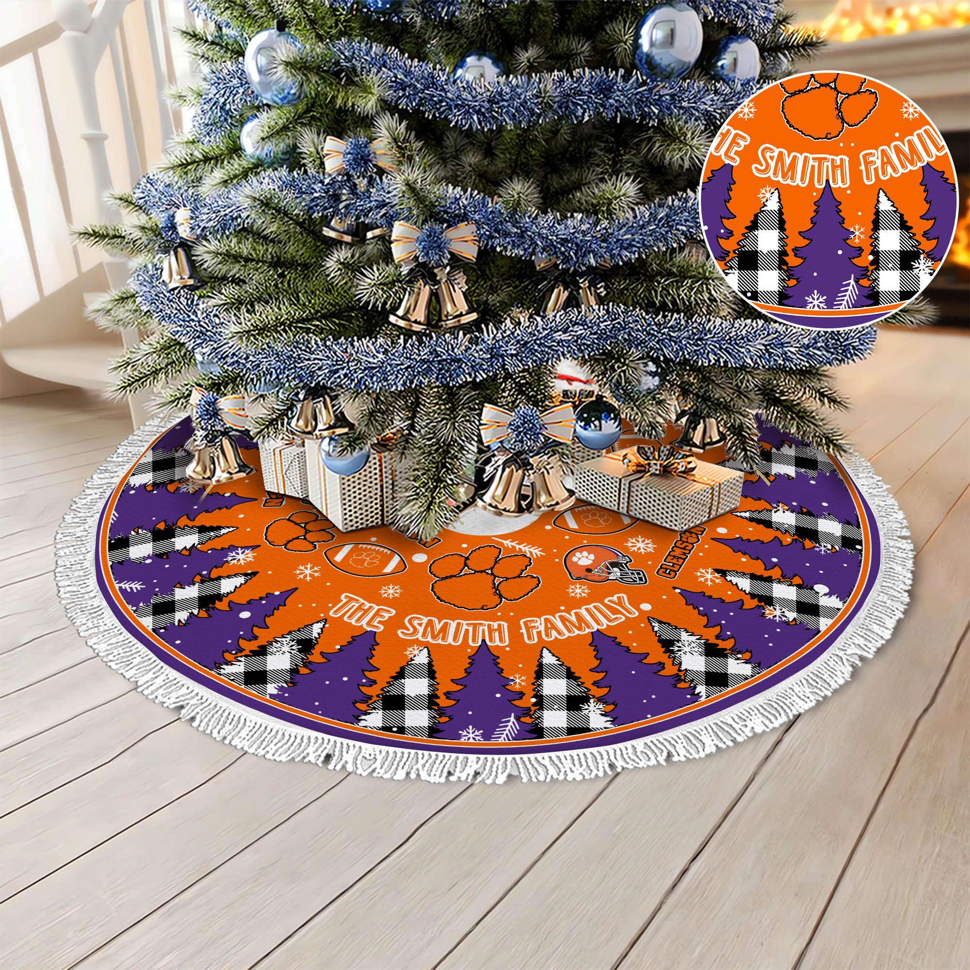 Clemson Tigers Tree Skirt Personalized Your Name, Christmas Tree Skirt For Football Fans, Fan Gifts, Home Decor ETHY-61318