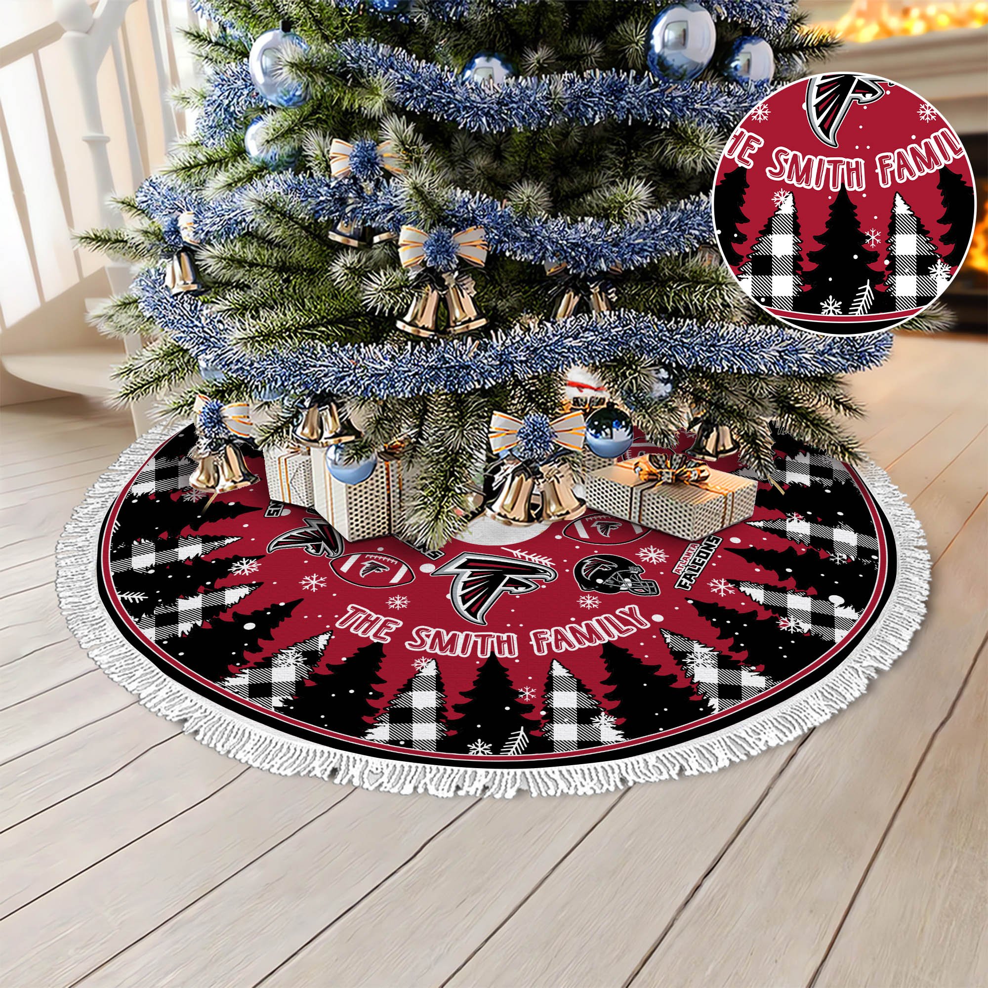 Atlanta Falcons Tree Skirt Personalized Your Name, Christmas Tree Skirt For Football Fans, Fan Gifts, Home Decor ETHY-61318