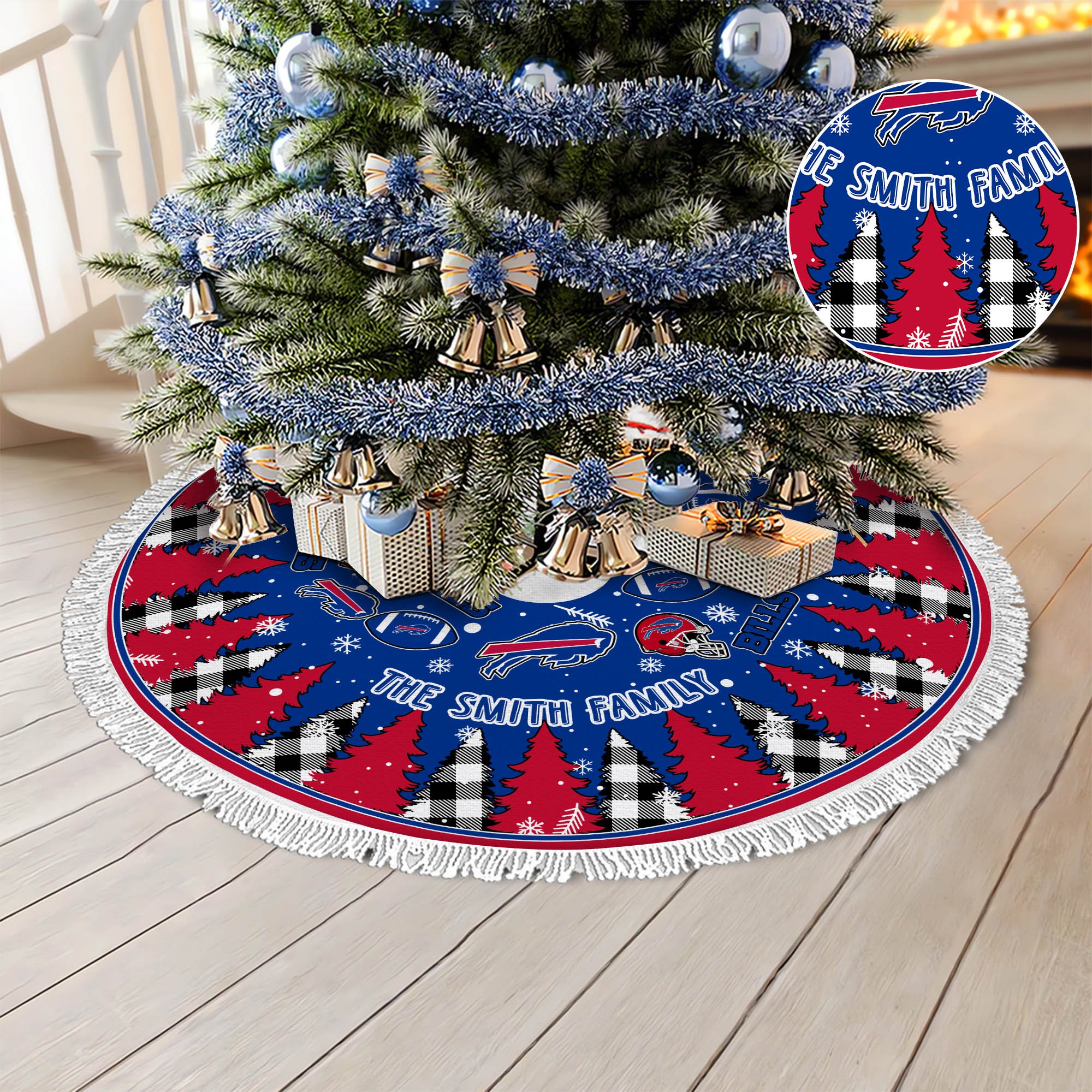 Buffalo Bills Tree Skirt Personalized Your Name, Christmas Tree Skirt For Football Fans, Fan Gifts, Home Decor ETHY-61318