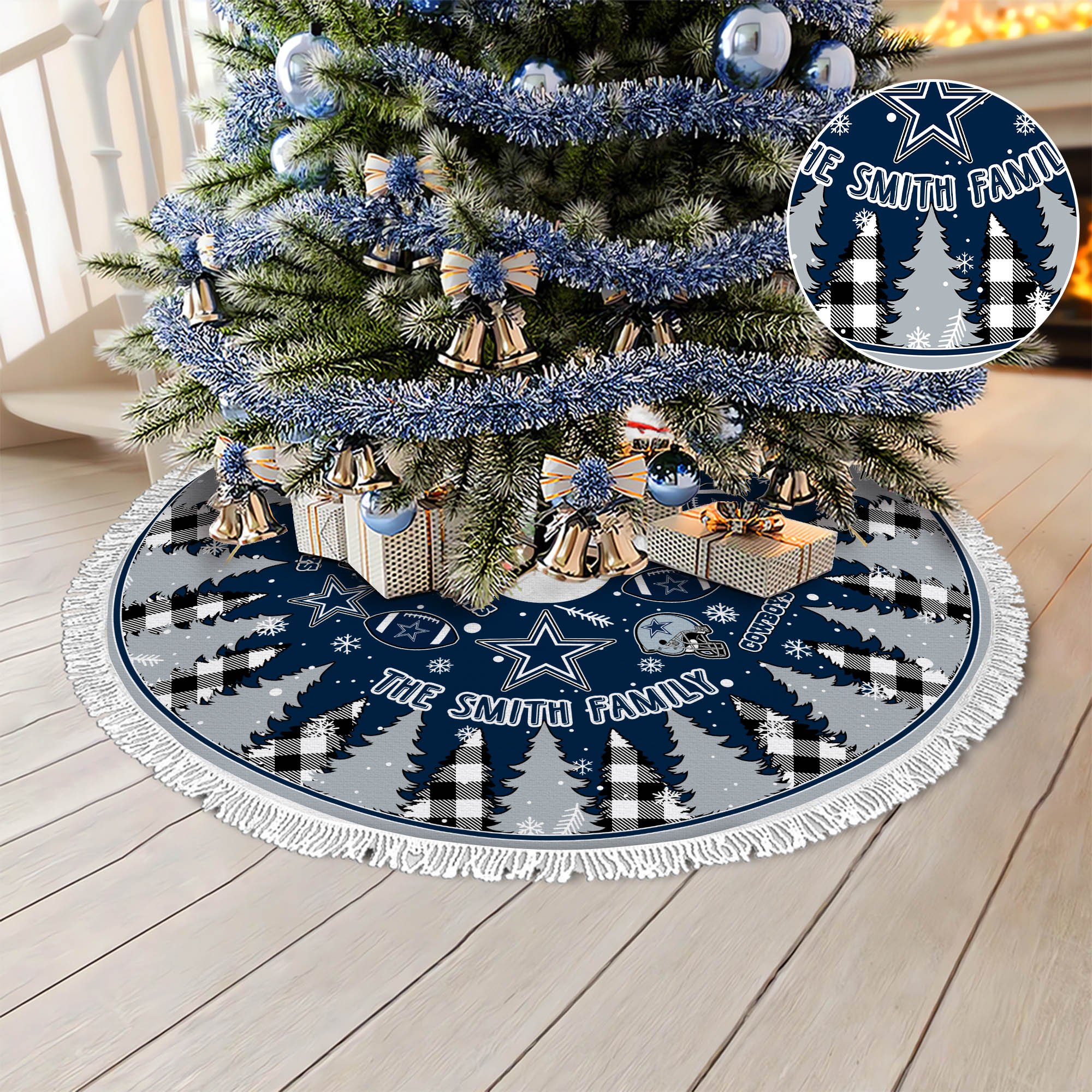 Dallas Cowboys Tree Skirt Personalized Your Name, Christmas Tree Skirt For Football Fans, Fan Gifts, Home Decor ETHY-61318