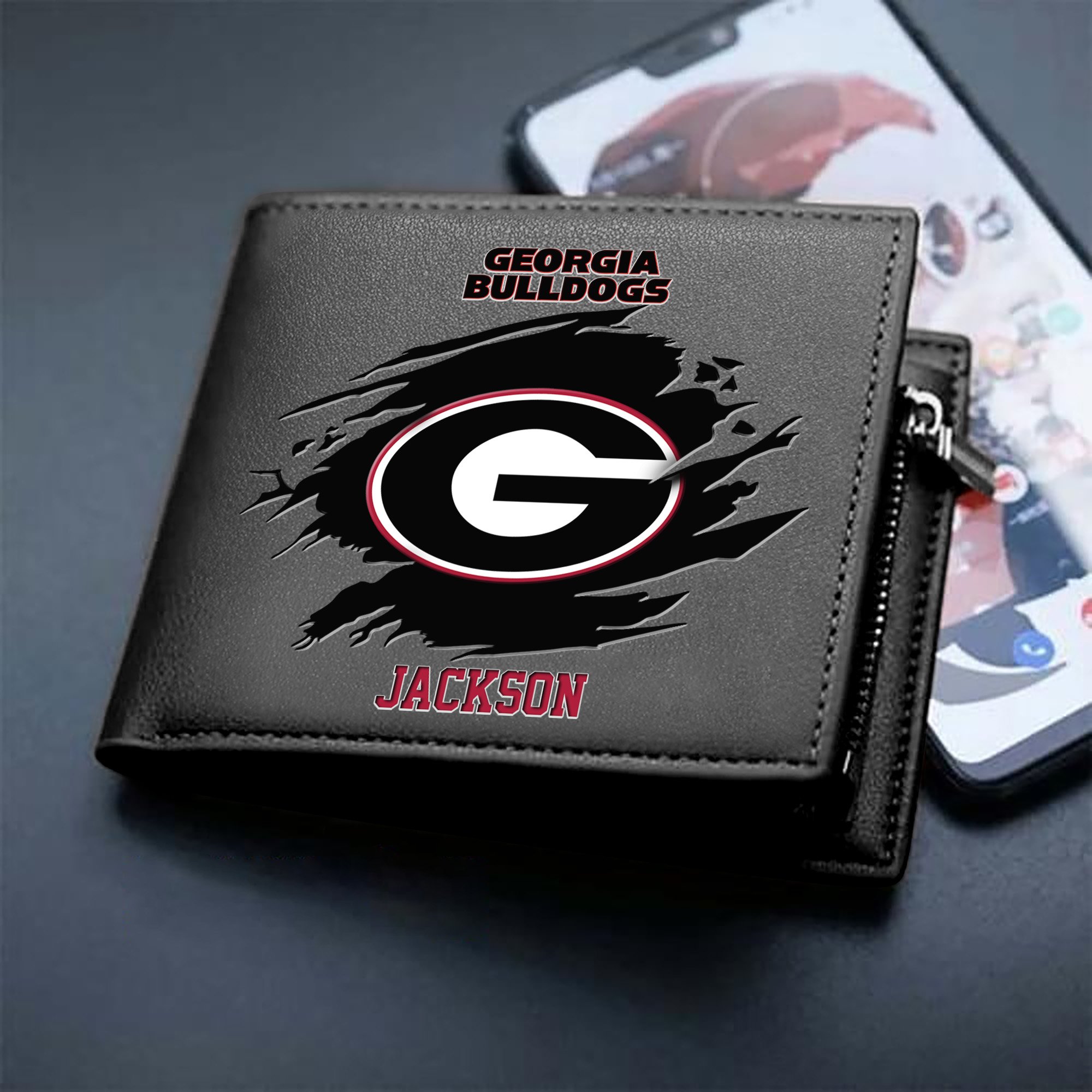 Georgia Bulldogs Men Wallet Personalized Your Name, Sport Wallet For Fans, Gifts For Him ETHY-61597