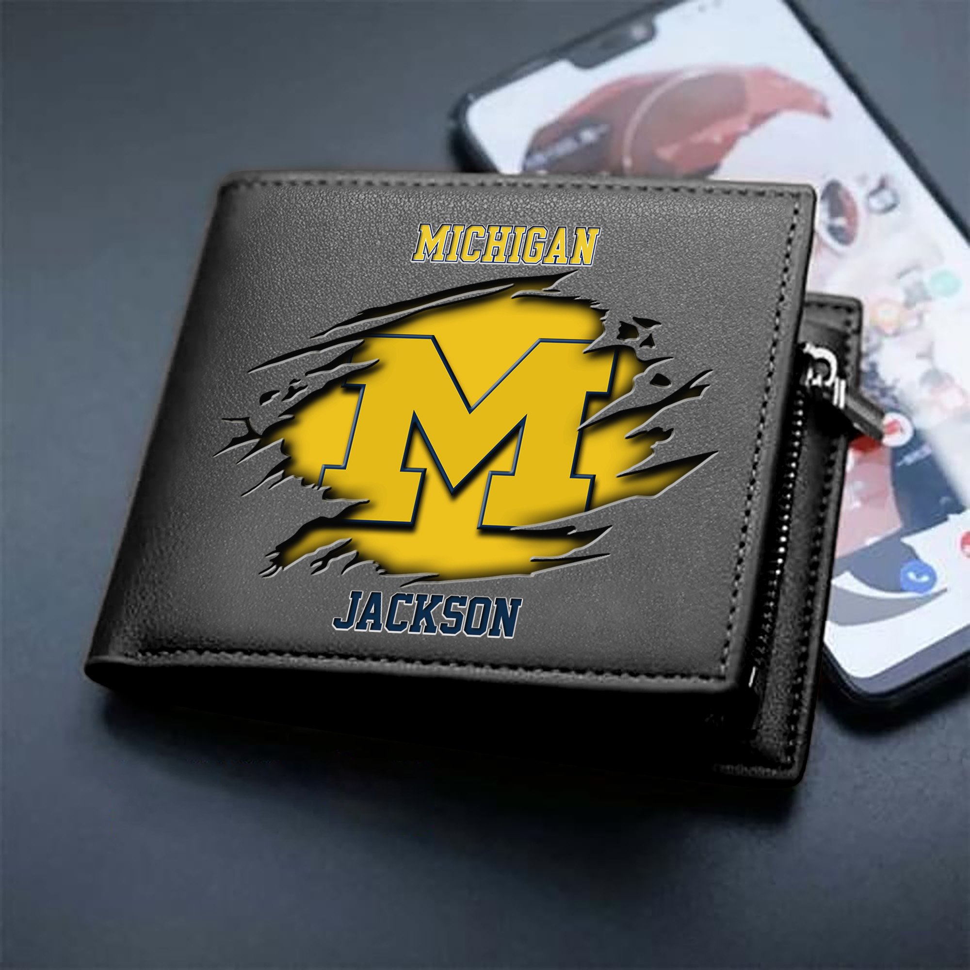 Michigan Wolverines Men Wallet Personalized Your Name, Sport Wallet For Fans, Gifts For Him ETHY-61597