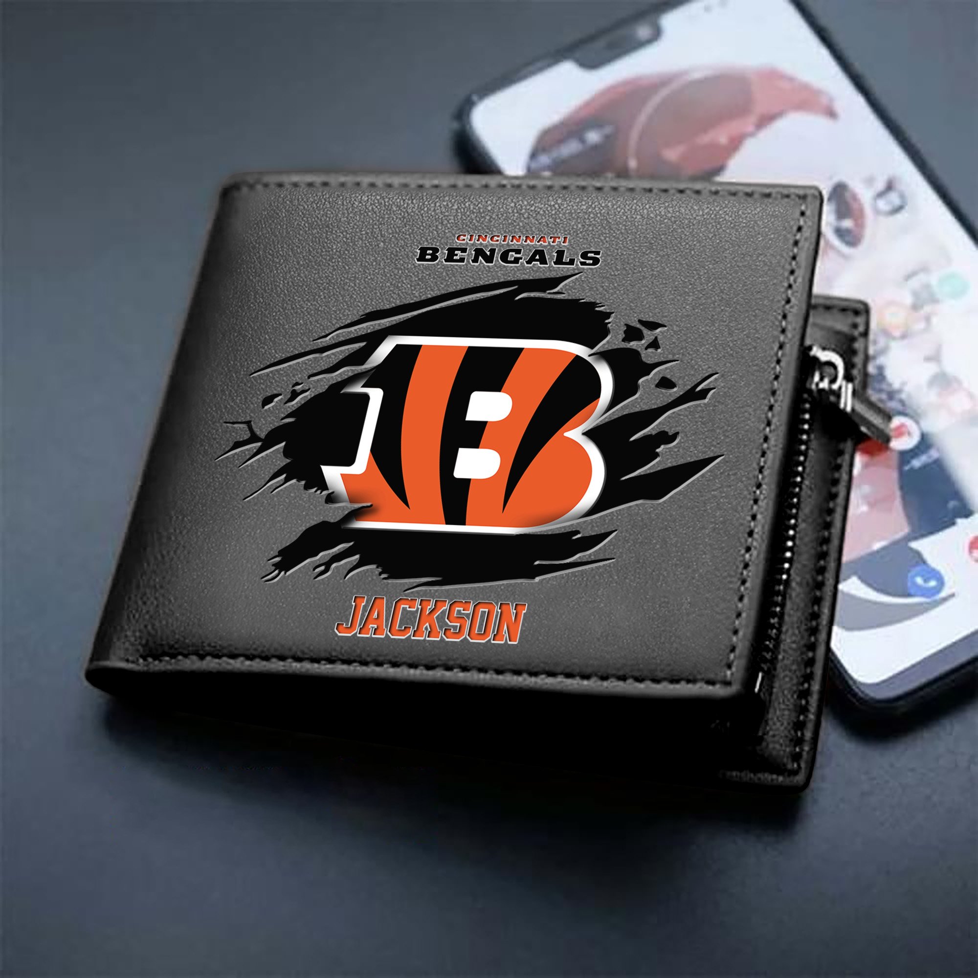 Cincinnati Bengals Men Wallet Personalized Your Name, Sport Wallet For Fans, Gifts For Him ETHY-61597