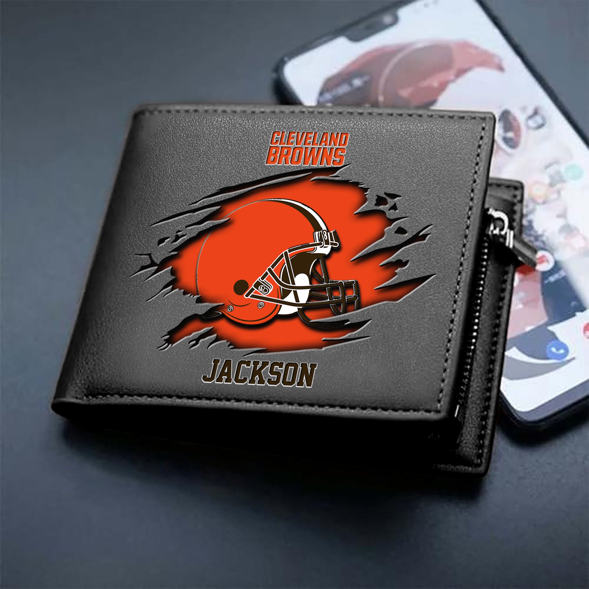 Cleveland Browns Men Wallet Personalized Your Name, Sport Wallet For Fans, Gifts For Him ETHY-61597