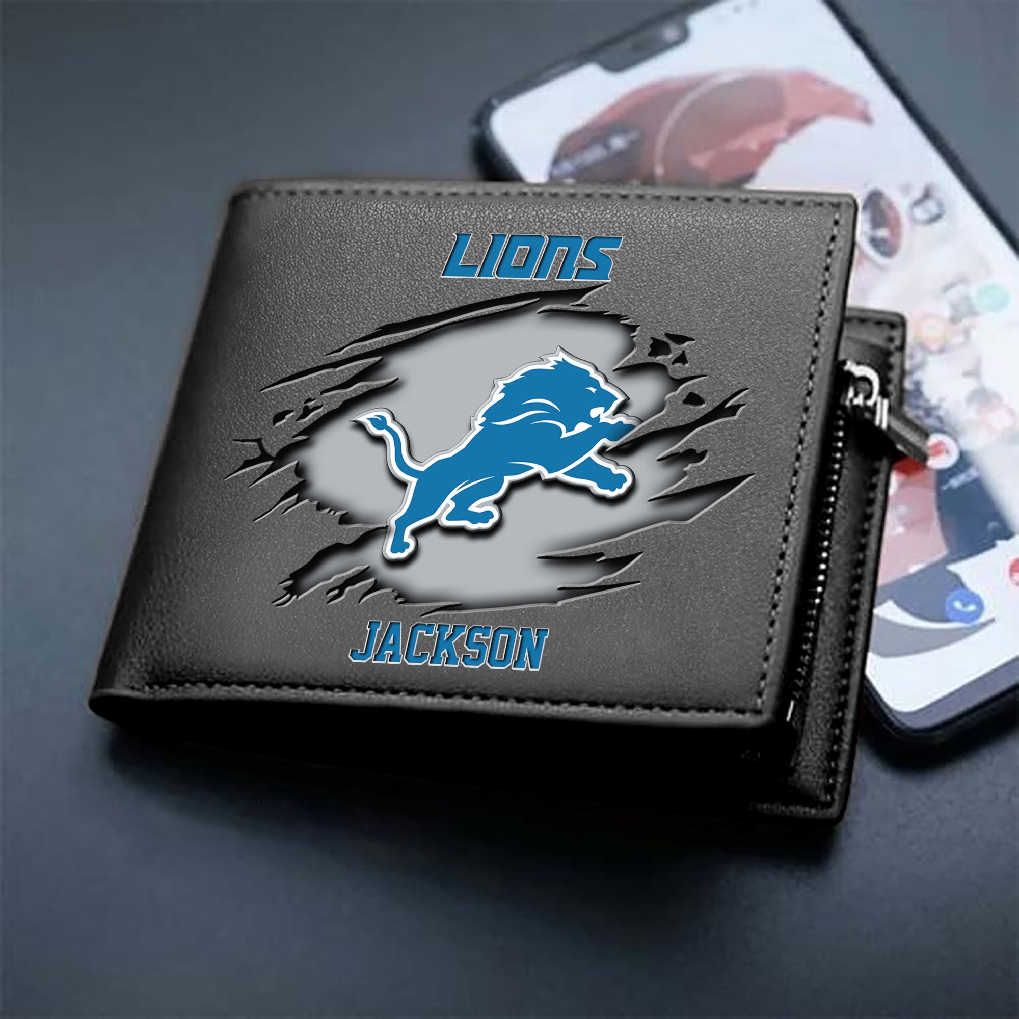 Detroit Lions Men Wallet Personalized Your Name, Sport Wallet For Fans, Gifts For Him ETHY-61597