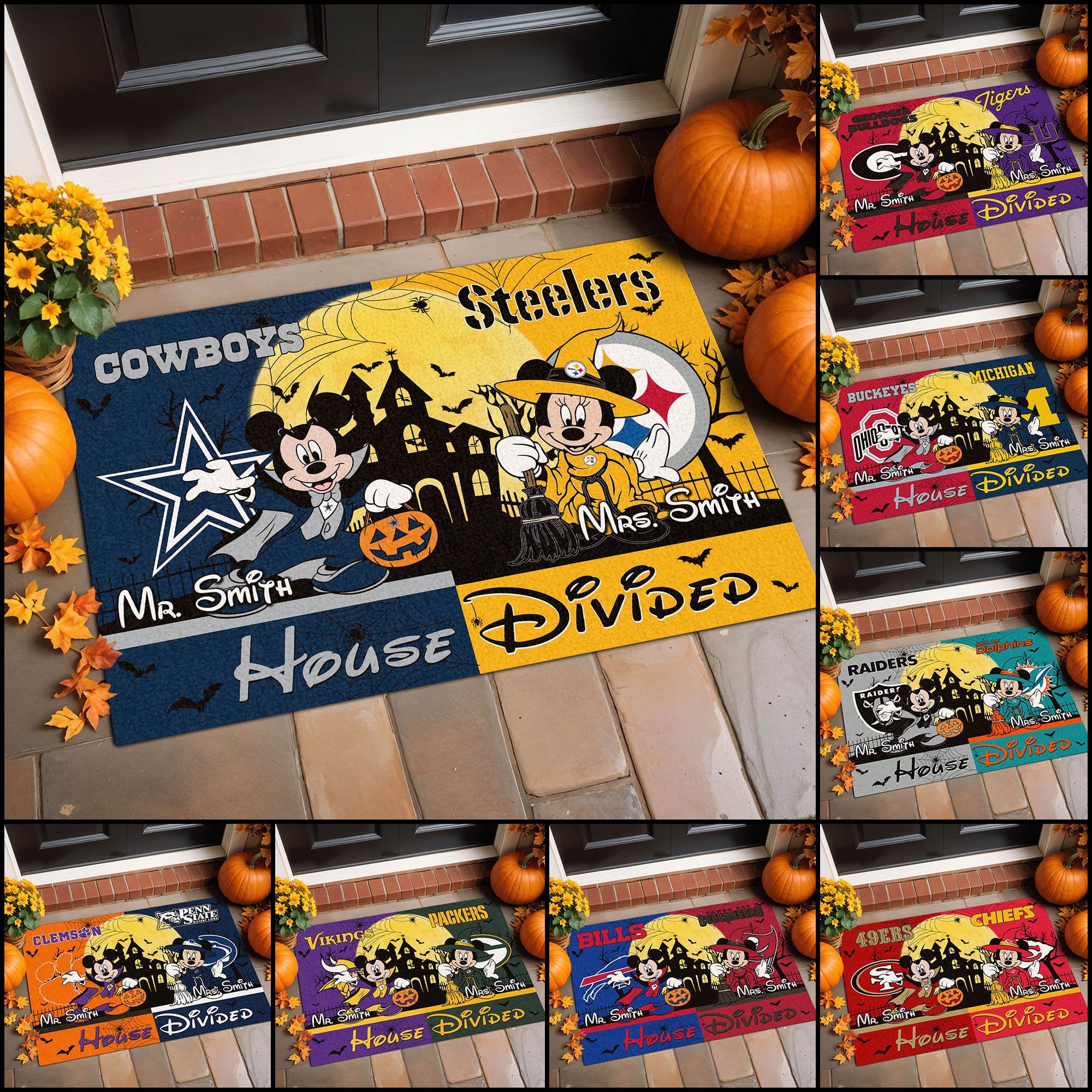 House Divided Sport House Divided Custom Name And Any Teams Doormat, Gifts For Husband and Wife, Home Decorations EHIVM-60506