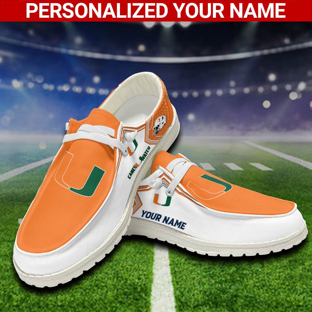 Miami Hurricanes Sport HD Shoes Custom Your Name, White HDs For Sport Fans, Sport Lover Gifts ETHY-52461 HD Shoes 2024 Version