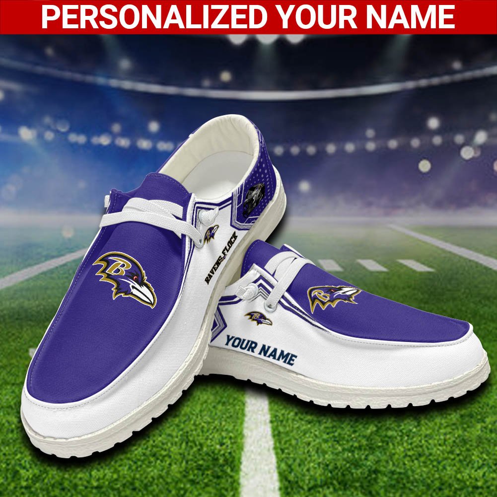 Baltimore Ravens Sport HD Shoes Custom Your Name, White HDs For Sport Fans, Sport Lover Gifts ETHY-52461 HD Shoes 2024 Version