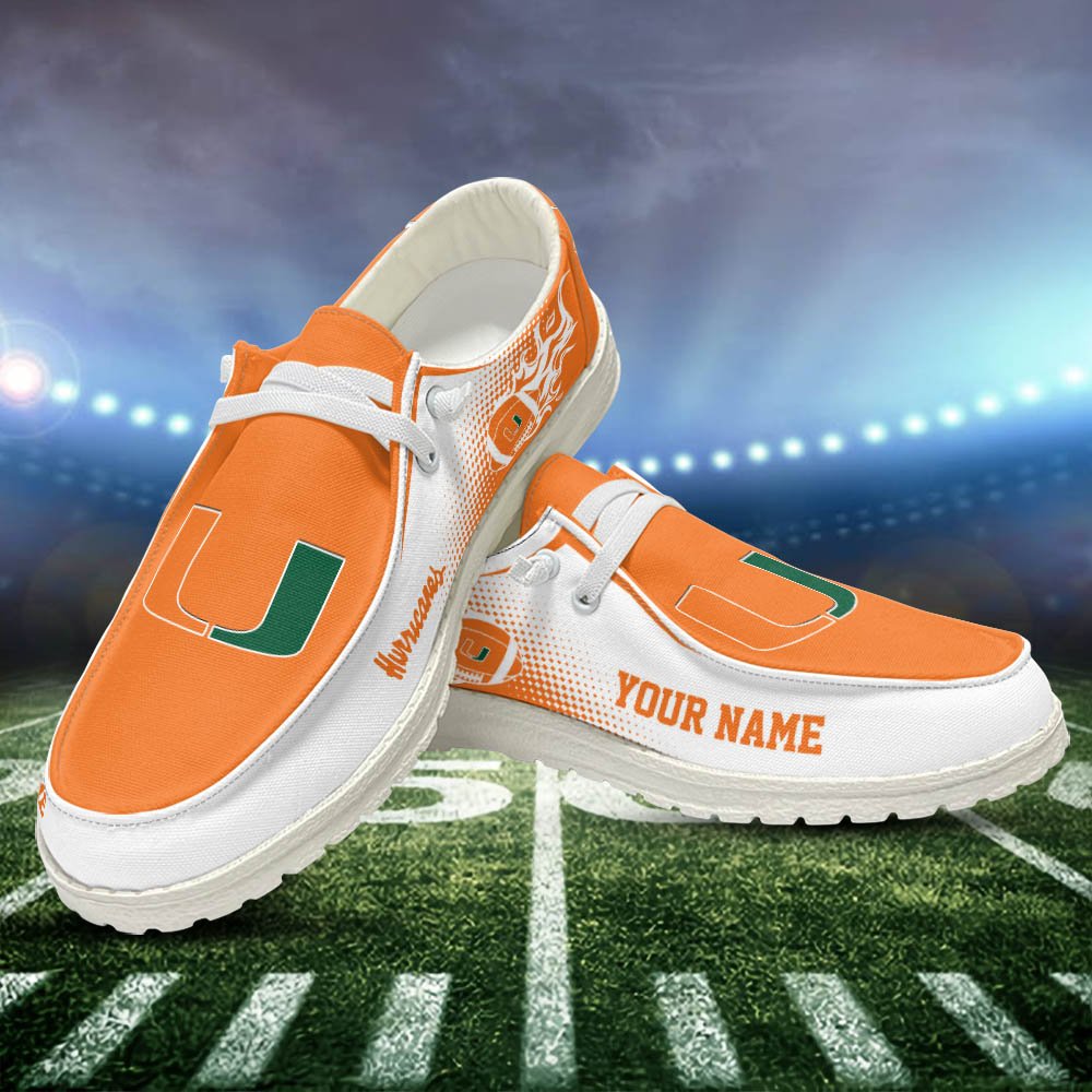 Miami Hurricanes HD Shoes Custom Your Name, Sport Team Shoes, Gift For Sport Lovers ETHY-52463 HD Shoes 2024 Version