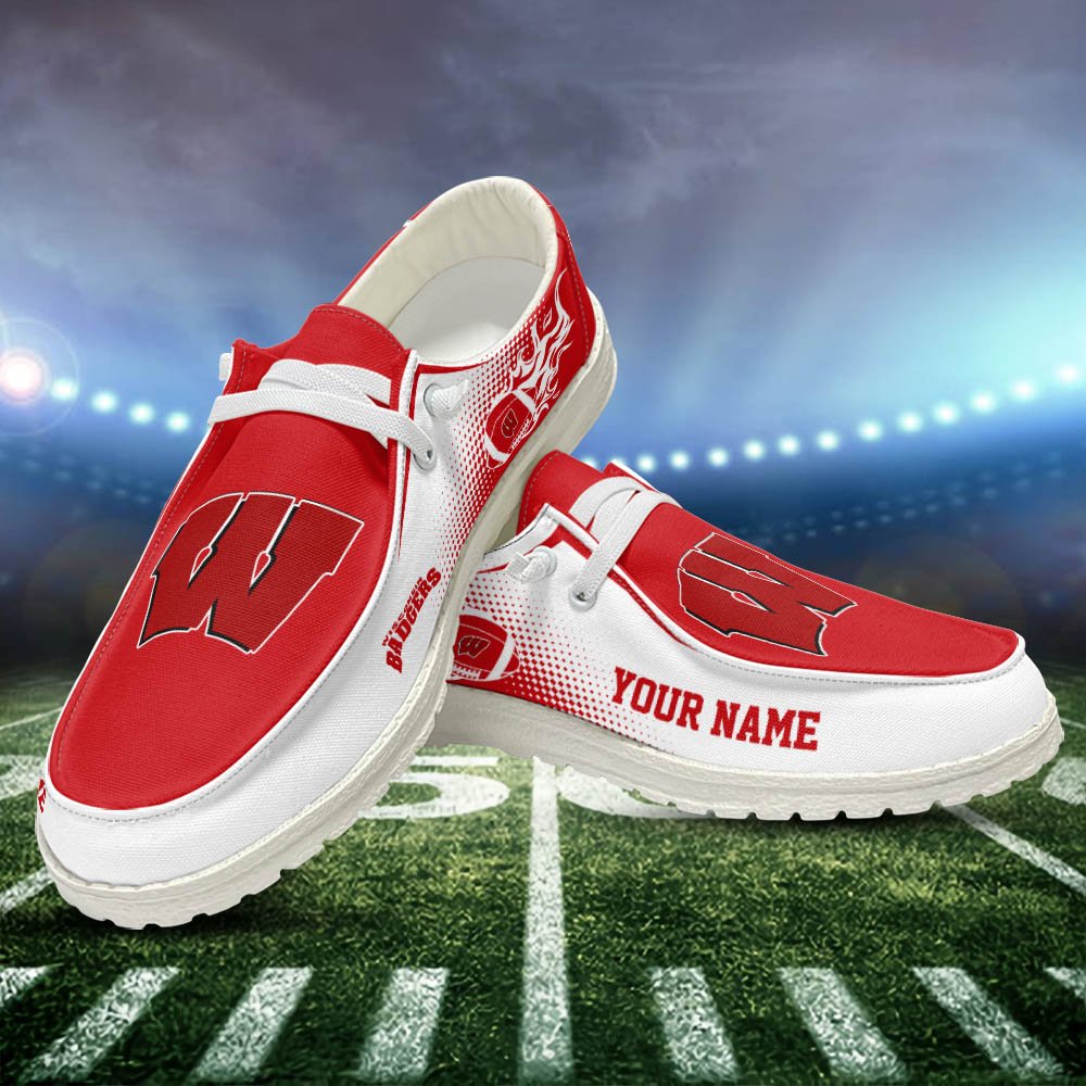 Wisconsin Badgers HD Shoes Custom Your Name, Sport Team Shoes, Gift For Sport Lovers ETHY-52463 HD Shoes 2024 Version