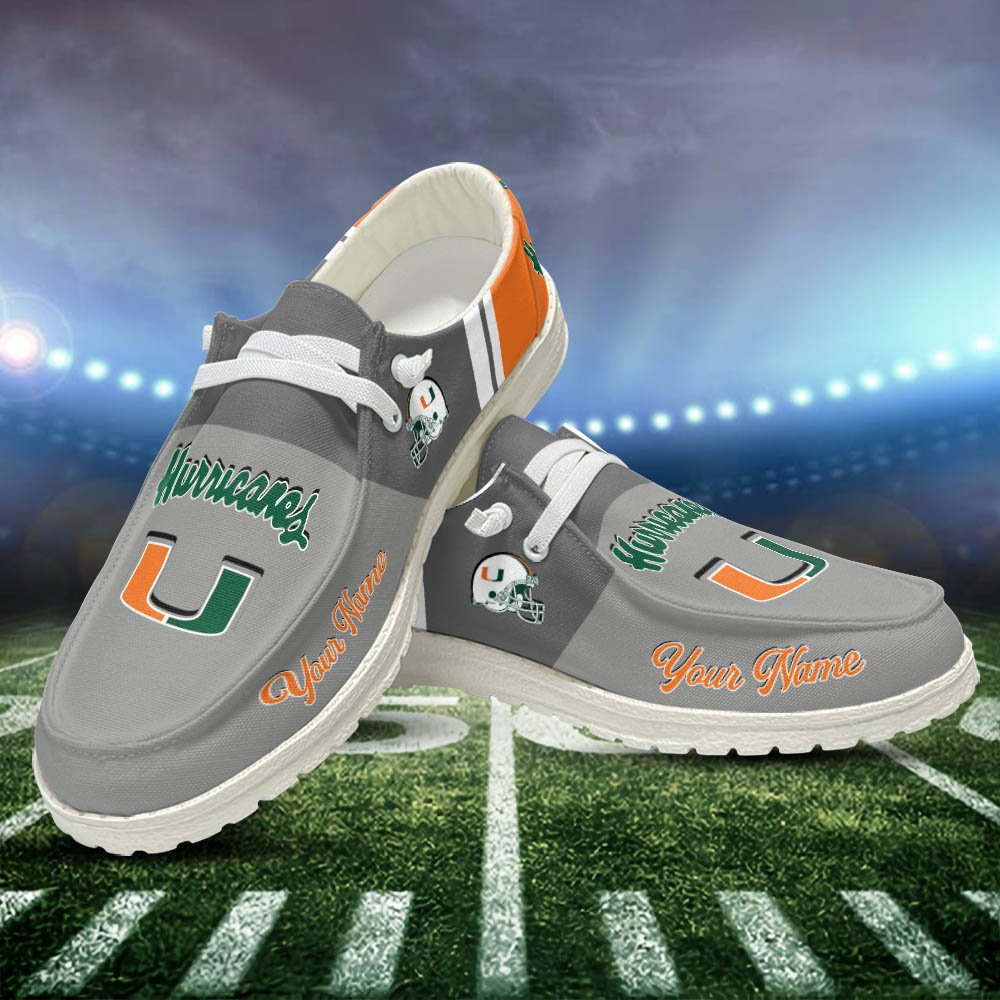 Miami Hurricanes Sport HD Shoes Custom Your Name, White HDs For Sport Lovers, Sport Gifts For Fan ETHY-52465 HD Shoes 2024 Version