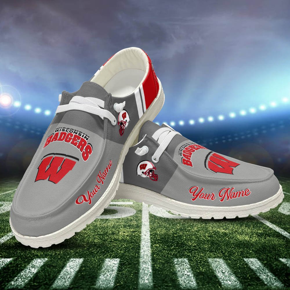 Wisconsin Badgers Sport HD Shoes Custom Your Name, White HDs For Sport Lovers, Sport Gifts For Fan ETHY-52465 HD Shoes 2024 Version