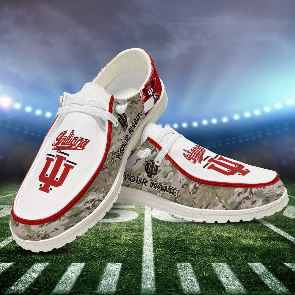 Indiana Hoosiers White HD Shoes Custom Your Name, Sport Shoes For Lovers, Sport Gift, Sport Team Shoes ETHY-52506 HD Shoes 2024 Version