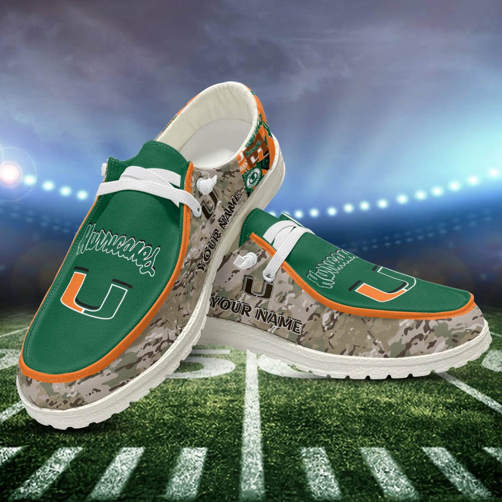 Miami Hurricanes White HD Shoes Custom Your Name, Sport Shoes For Lovers, Sport Gift, Sport Team Shoes ETHY-52506 HD Shoes 2024 Version