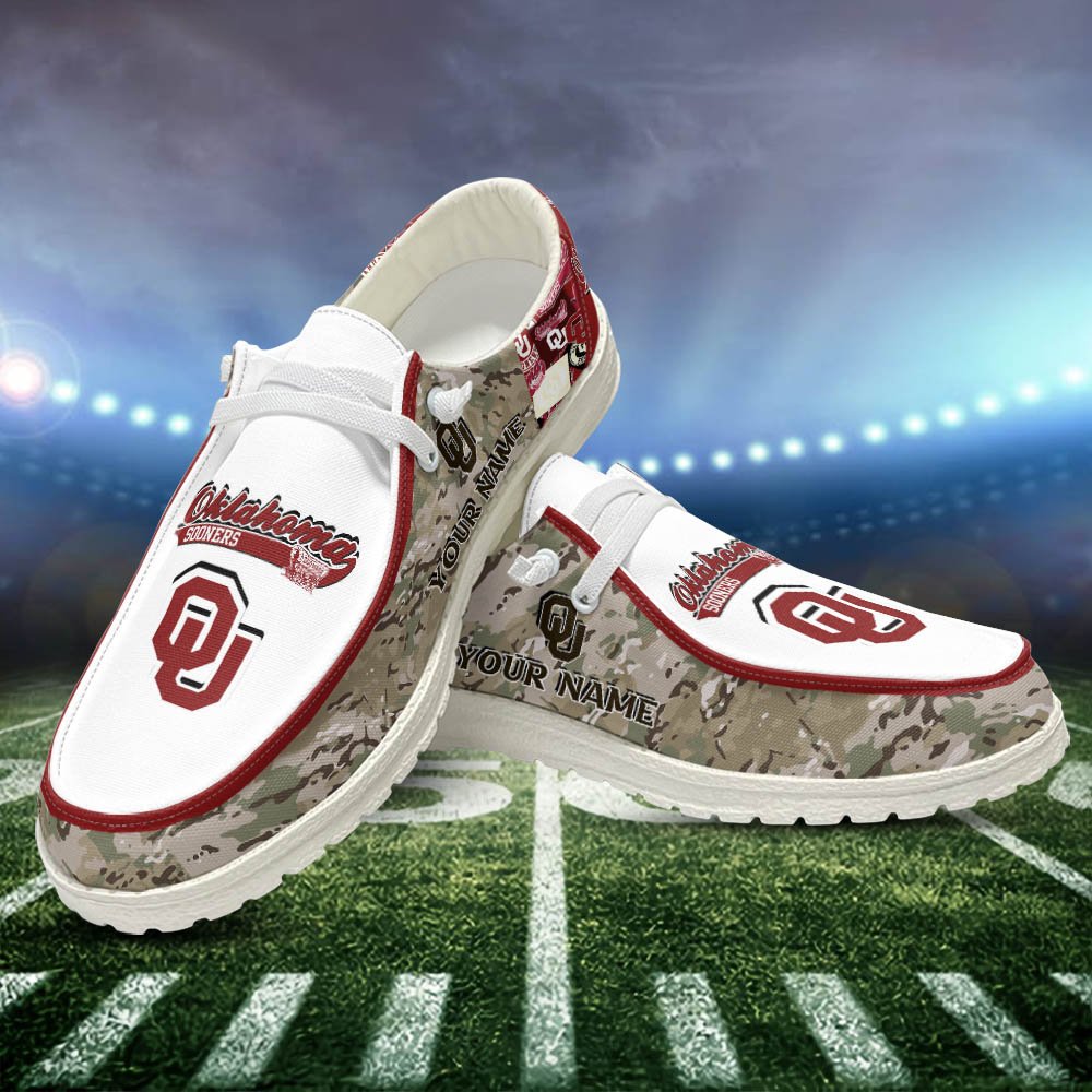 Oklahoma Sooners White HD Shoes Custom Your Name, Sport Shoes For Lovers, Sport Gift, Sport Team Shoes ETHY-52506 HD Shoes 2024 Version