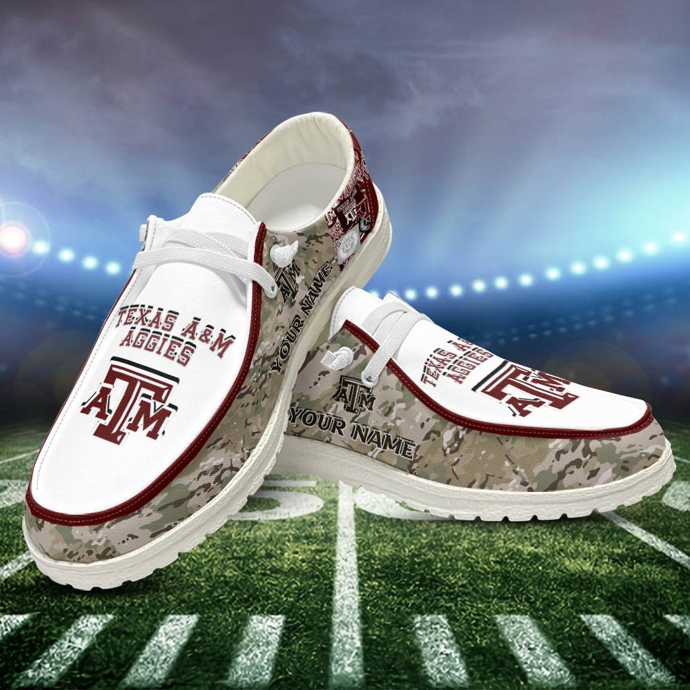 Texas A&M Aggies White HD Shoes Custom Your Name, Sport Shoes For Lovers, Sport Gift, Sport Team Shoes ETHY-52506 HD Shoes 2024 Version