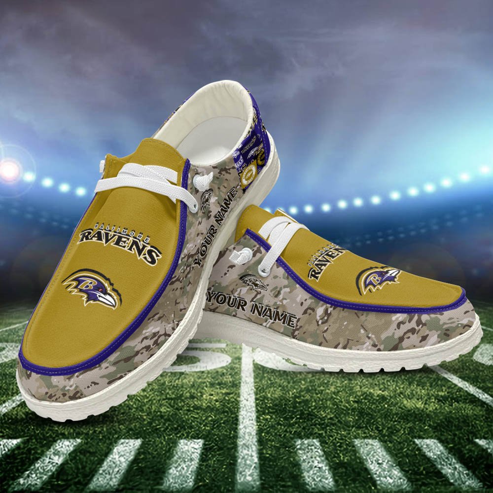 Baltimore Ravens White HD Shoes Custom Your Name, Sport Shoes For Lovers, Sport Gift, Sport Team Shoes ETHY-52506 HD Shoes 2024 Version