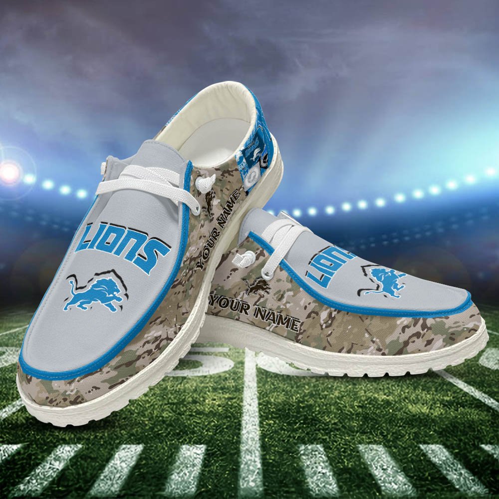 Detroit Lions White HD Shoes Custom Your Name, Sport Shoes For Lovers, Sport Gift, Sport Team Shoes ETHY-52506 HD Shoes 2024 Version