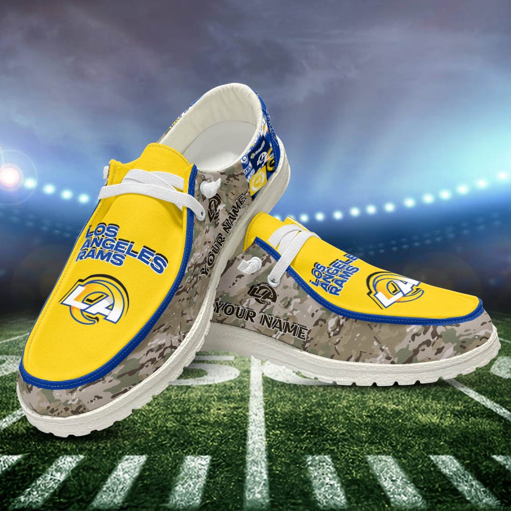 Los Angeles Rams White HD Shoes Custom Your Name, Sport Shoes For Lovers, Sport Gift, Sport Team Shoes ETHY-52506 HD Shoes 2024 Version