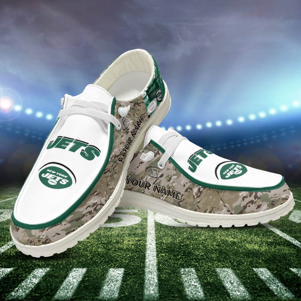 New York Jets White HD Shoes Custom Your Name, Sport Shoes For Lovers, Sport Gift, Sport Team Shoes ETHY-52506 HD Shoes 2024 Version