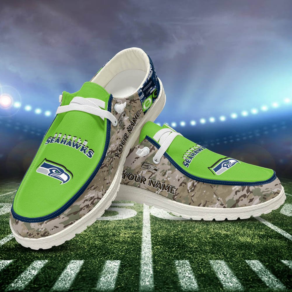 Seattle Seahawks White HD Shoes Custom Your Name, Sport Shoes For Lovers, Sport Gift, Sport Team Shoes ETHY-52506 HD Shoes 2024 Version