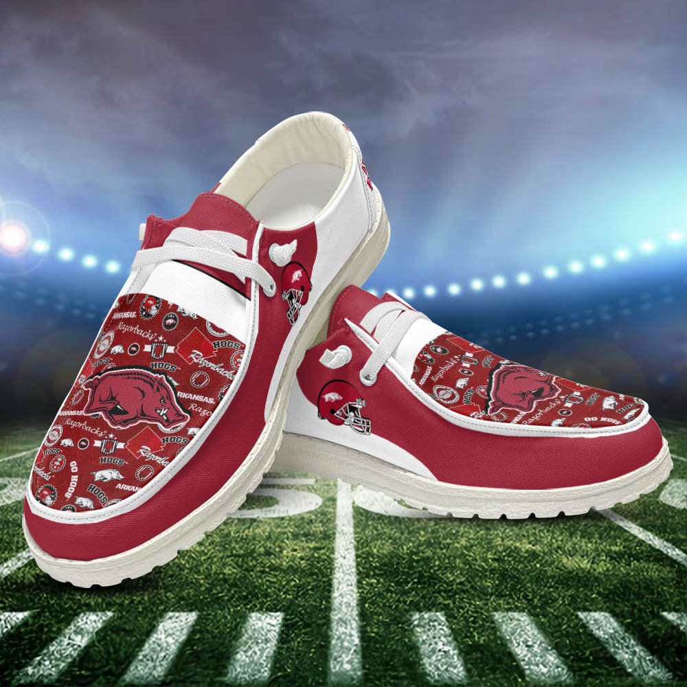 Arkansas Razorbacks Sport HD Shoes Custom Your Name, White HDs For Sport Fans, Sport Gifts ETHY-52552 HD Shoes 2024 Version