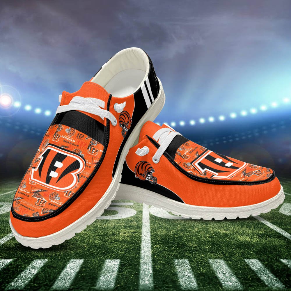 Cincinnati Bengals Sport HD Shoes Custom Your Name, White HDs For Sport Fans, Sport Gifts ETHY-52552 HD Shoes 2024 Version