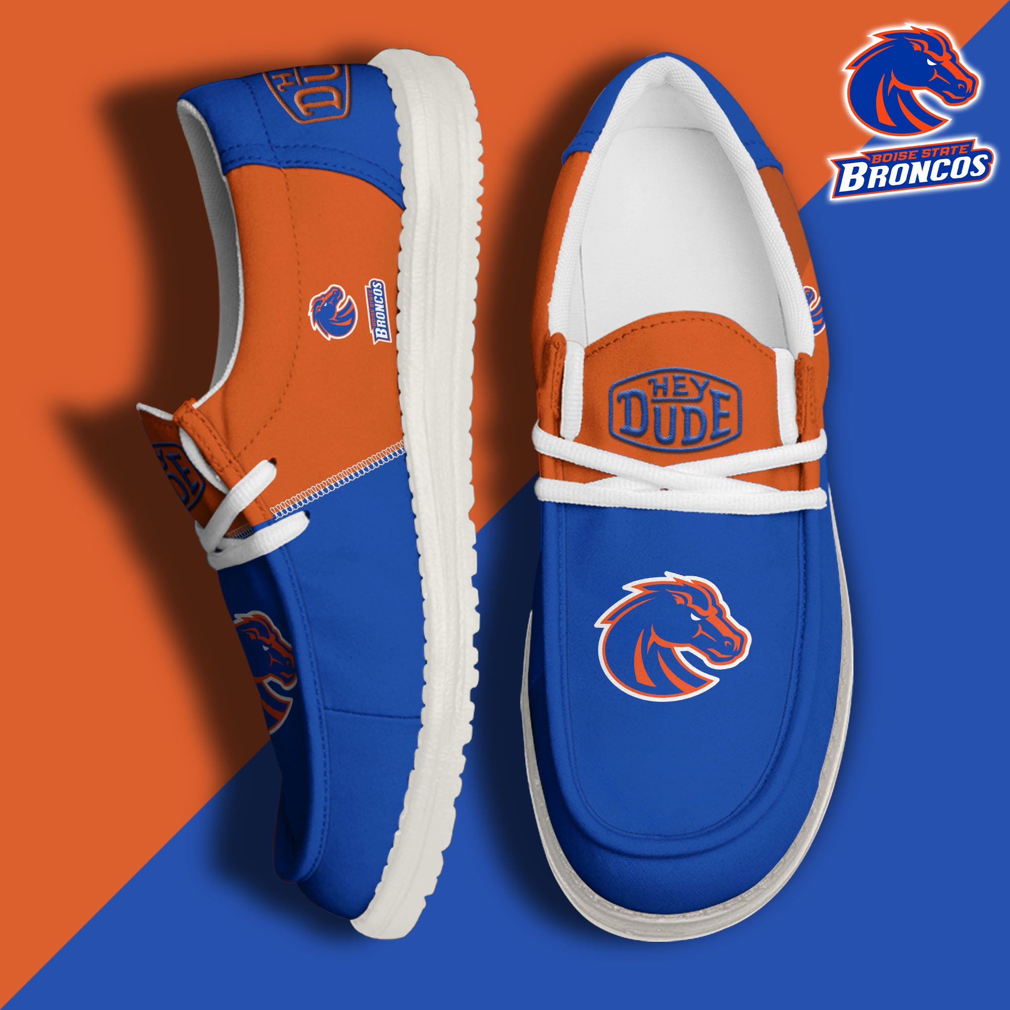 Boise State Broncos White Hey Dude Canvas Loafer Shoes Custom Name, Shoes For Football Lovers, Sport Gifts ETRG-61620