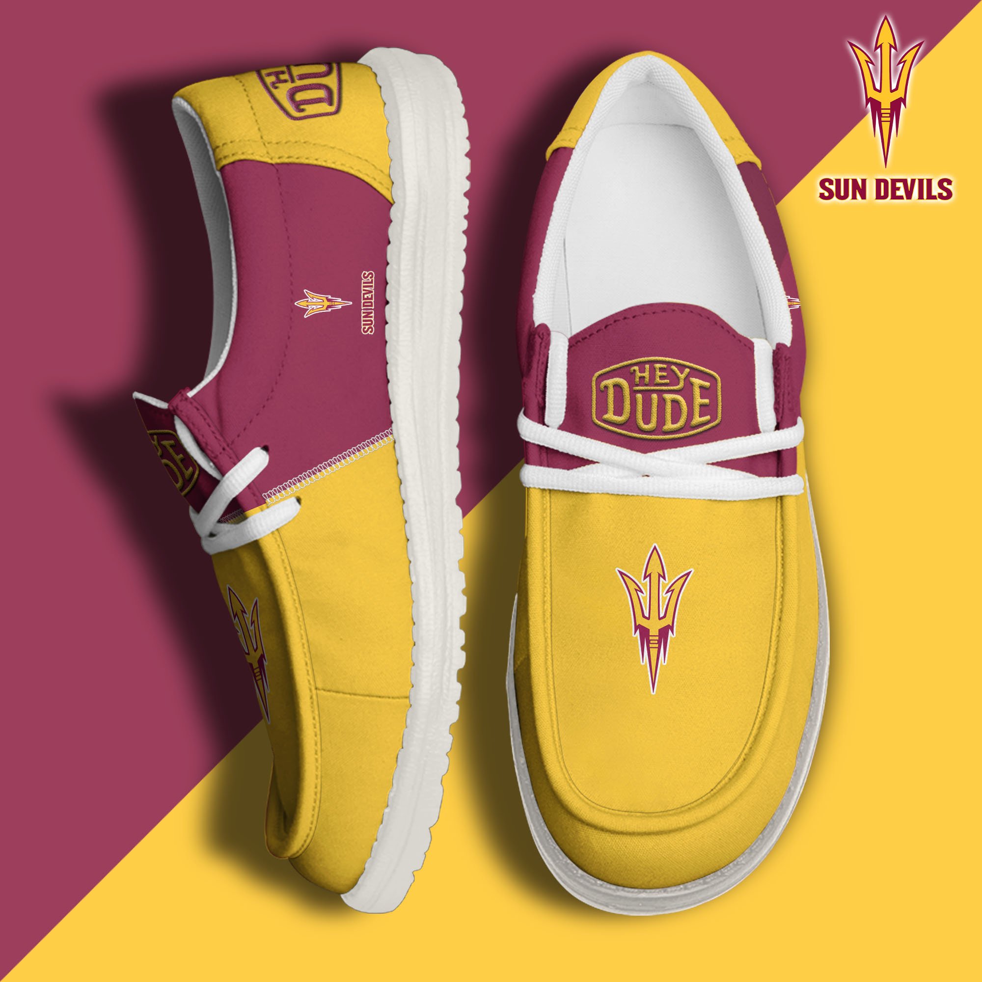 Arizona State Sun Devils White Hey Dude Canvas Loafer Shoes Custom Name, Shoes For Football Lovers, Sport Gifts ETRG-61620