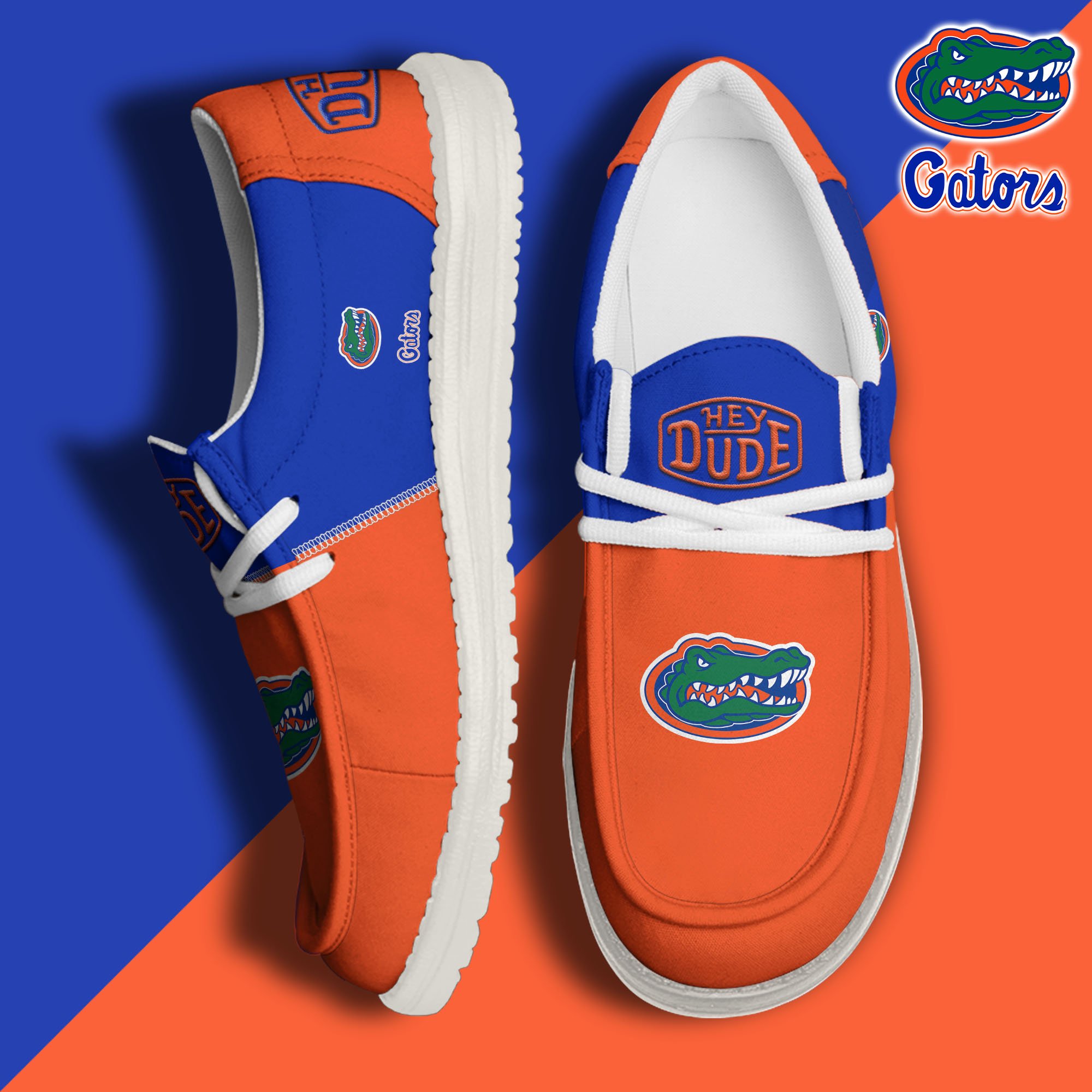 Florida Gators White Hey Dude Canvas Loafer Shoes Custom Name, Shoes For Football Lovers, Sport Gifts ETRG-61620