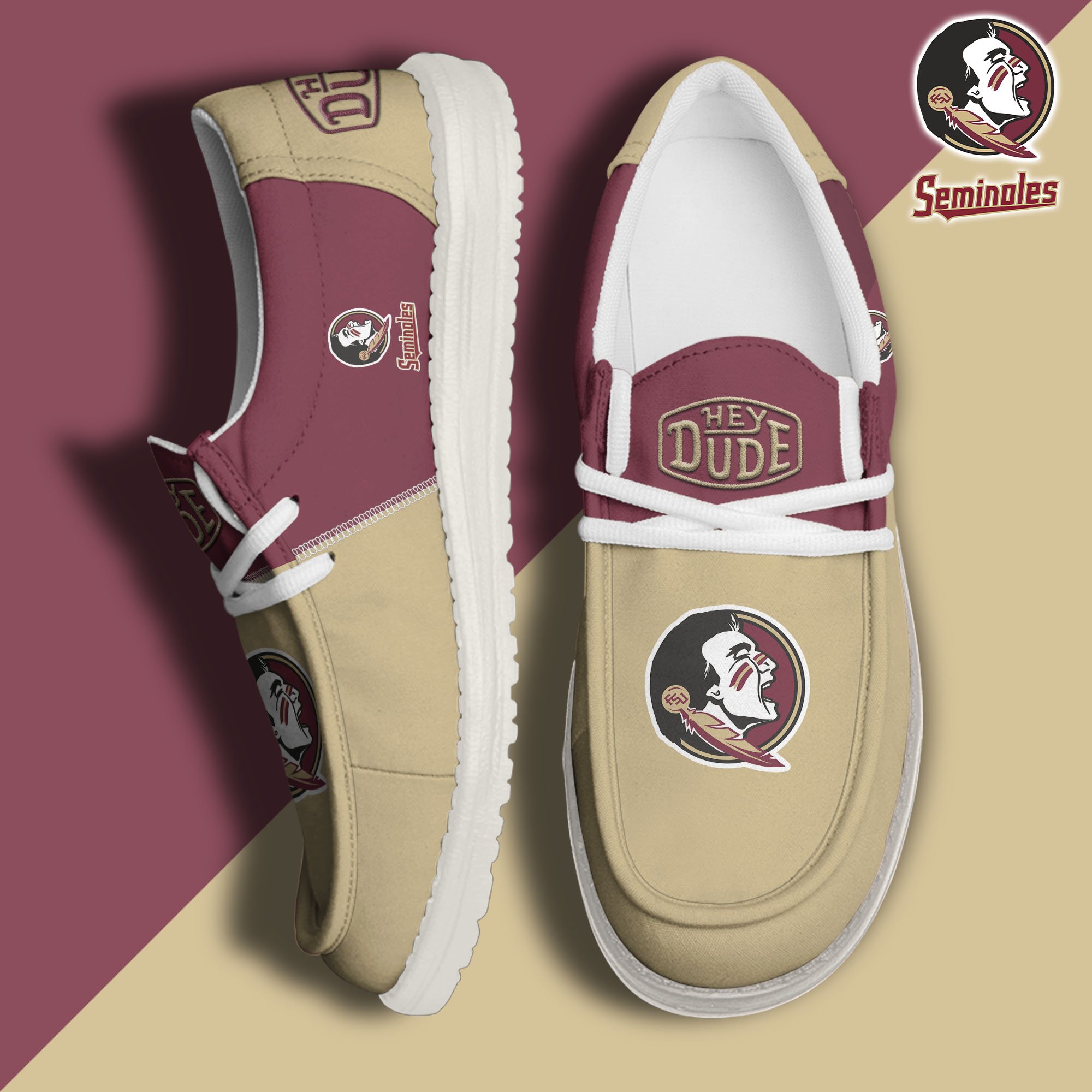 Florida State Seminoles White Hey Dude Canvas Loafer Shoes Custom Name, Shoes For Football Lovers, Sport Gifts ETRG-61620