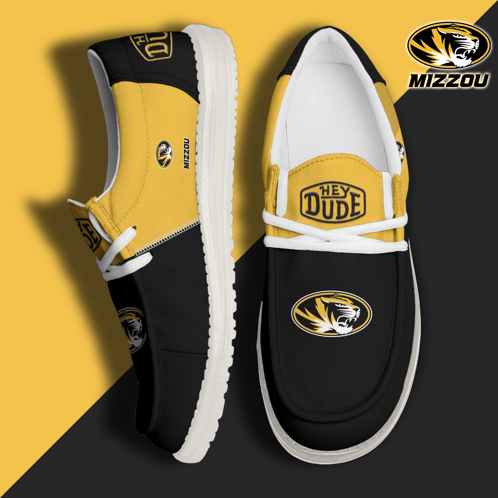 Missouri Tigers White Hey Dude Canvas Loafer Shoes Custom Name, Shoes For Football Lovers, Sport Gifts ETRG-61620