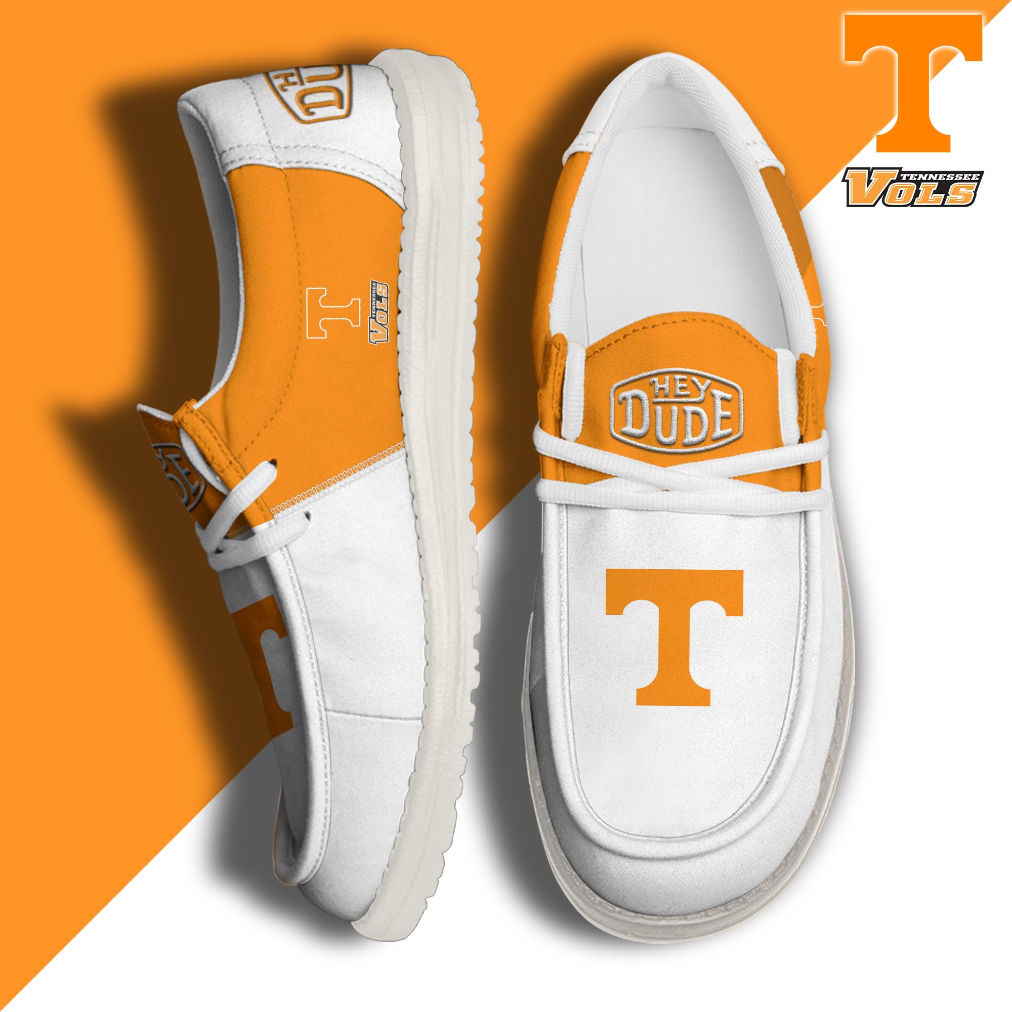 01. Tennessee Volunteers White Hey Dude Canvas Loafer Shoes Custom Name, Shoes For Football Lovers, Sport Gifts ETRG-61620