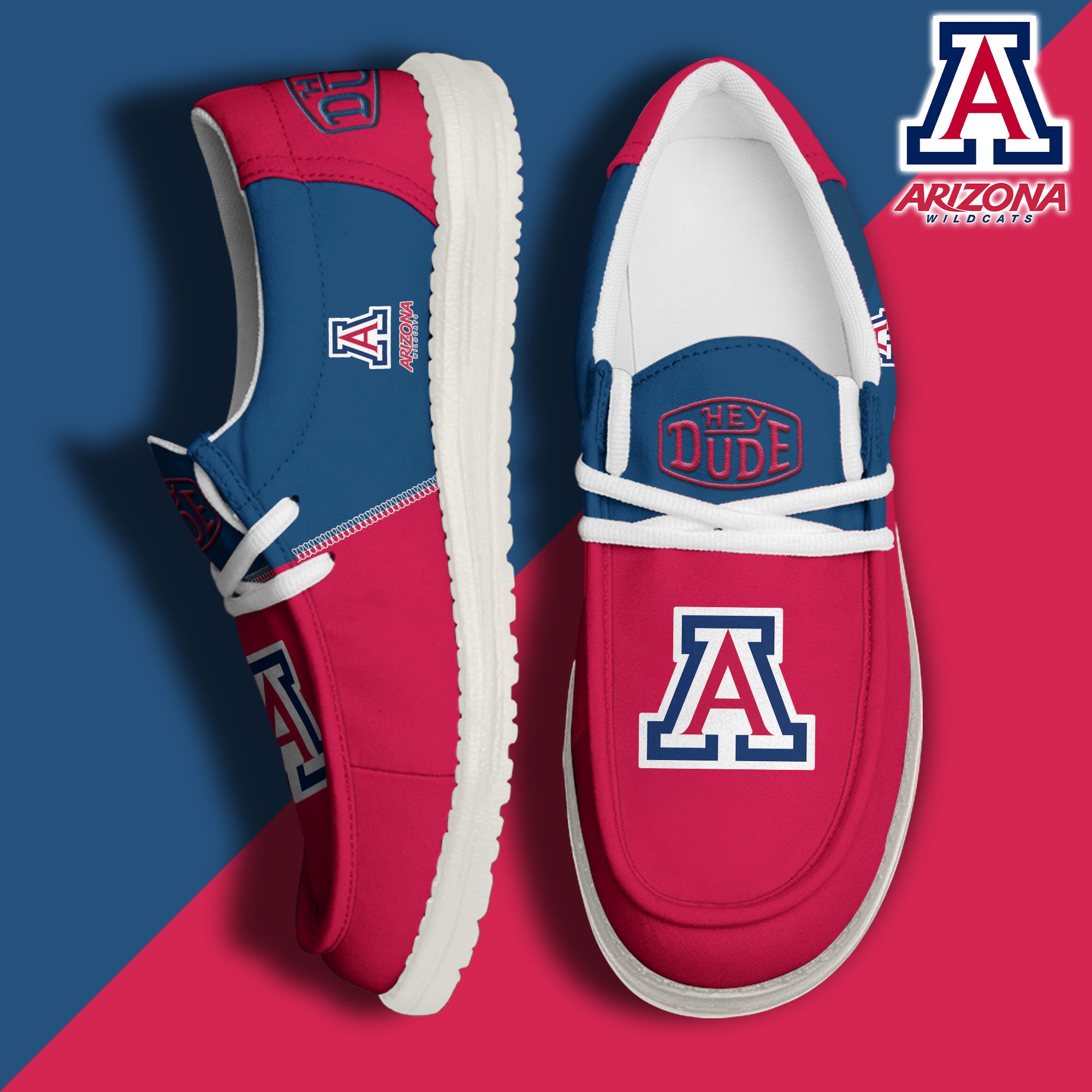 Arizona Wildcats White Hey Dude Canvas Loafer Shoes Custom Name, Shoes For Football Lovers, Sport Gifts ETRG-61620