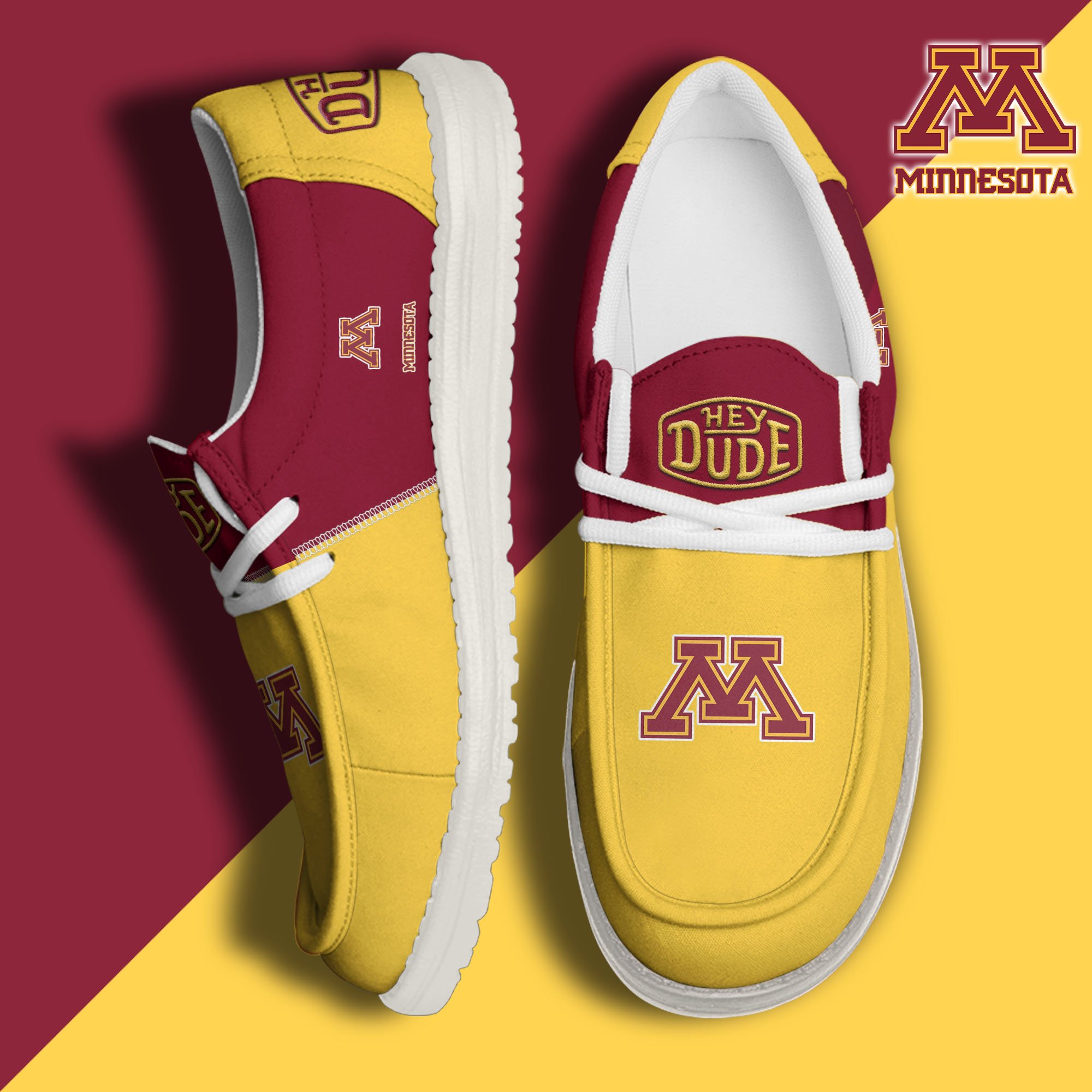 Minnesota Golden Gophers White Hey Dude Canvas Loafer Shoes Custom Name, Shoes For Football Lovers, Sport Gifts ETRG-61620