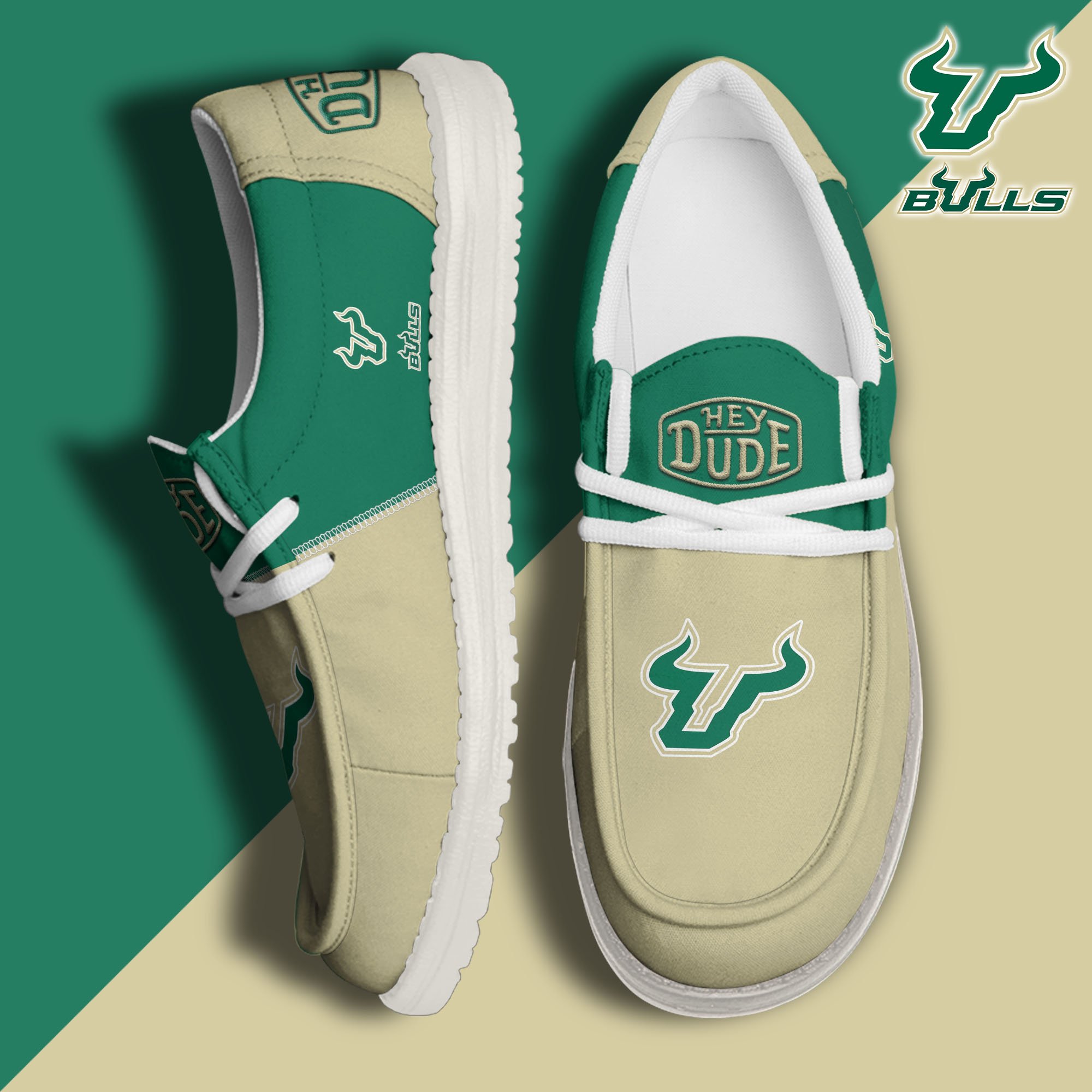 South Florida Bulls White Hey Dude Canvas Loafer Shoes Custom Name, Shoes For Football Lovers, Sport Gifts ETRG-61620