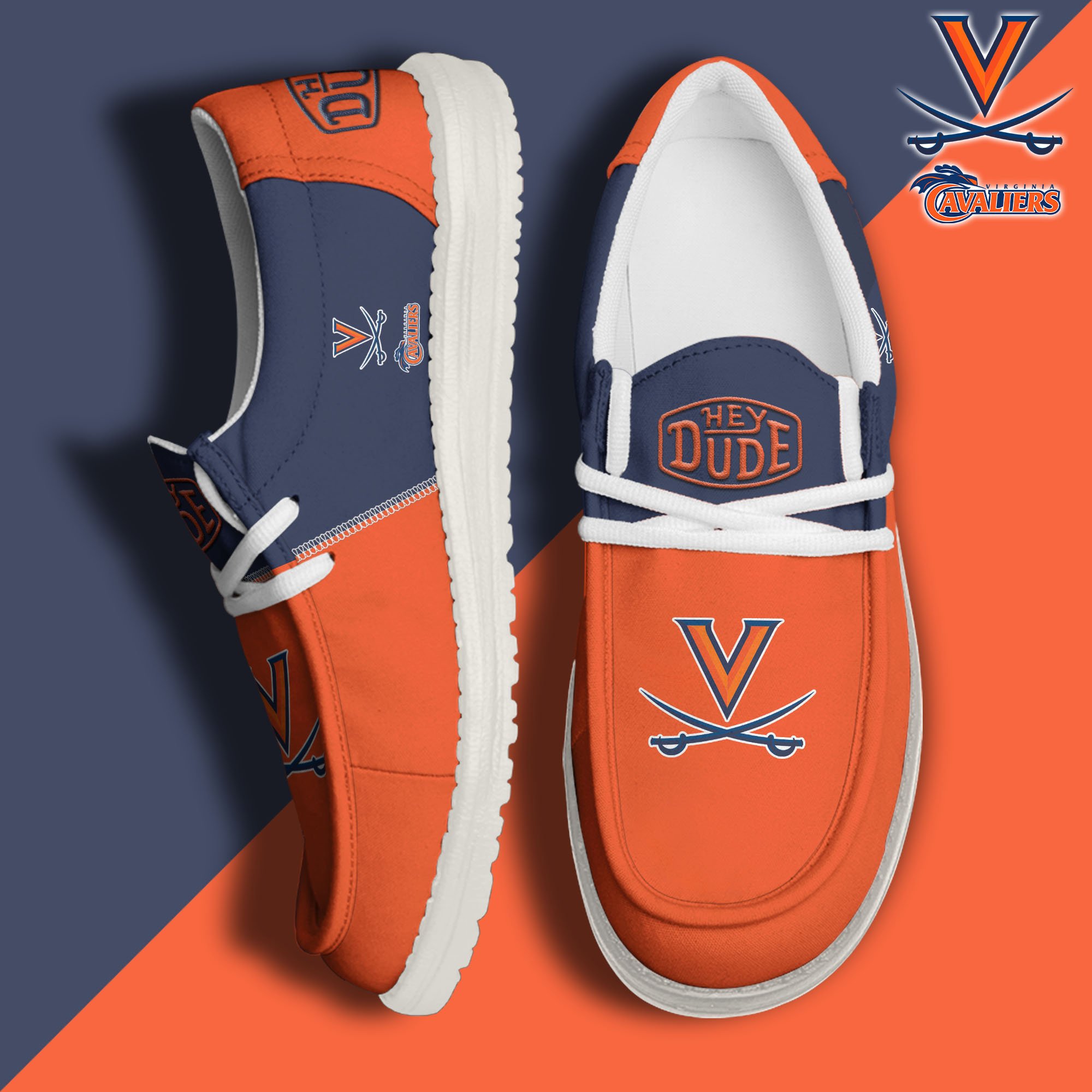 Virginia Cavaliers White Hey Dude Canvas Loafer Shoes Custom Name, Shoes For Football Lovers, Sport Gifts ETRG-61620