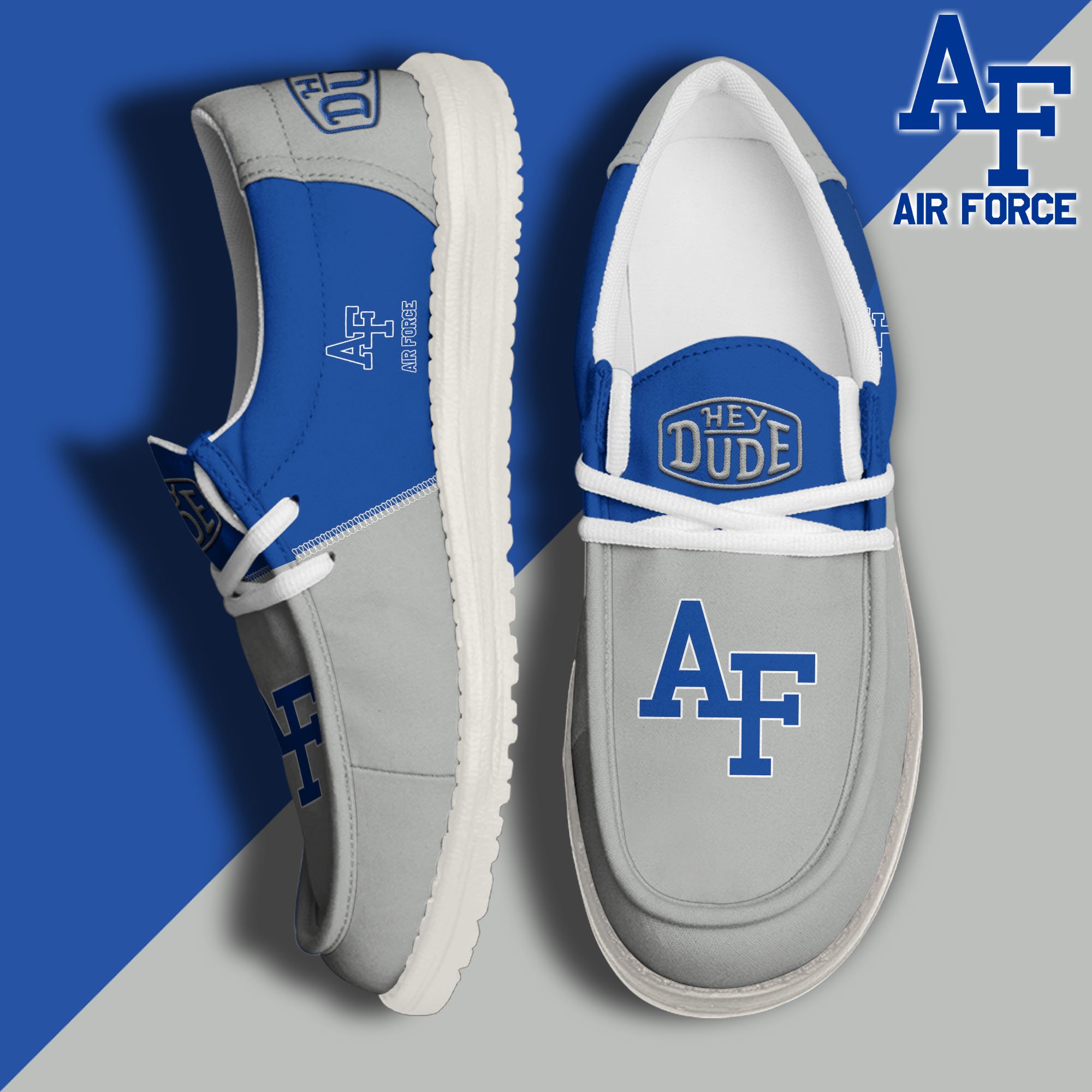 Air Force Falcons White Hey Dude Canvas Loafer Shoes Custom Name, Shoes For Football Lovers, Sport Gifts ETRG-61620