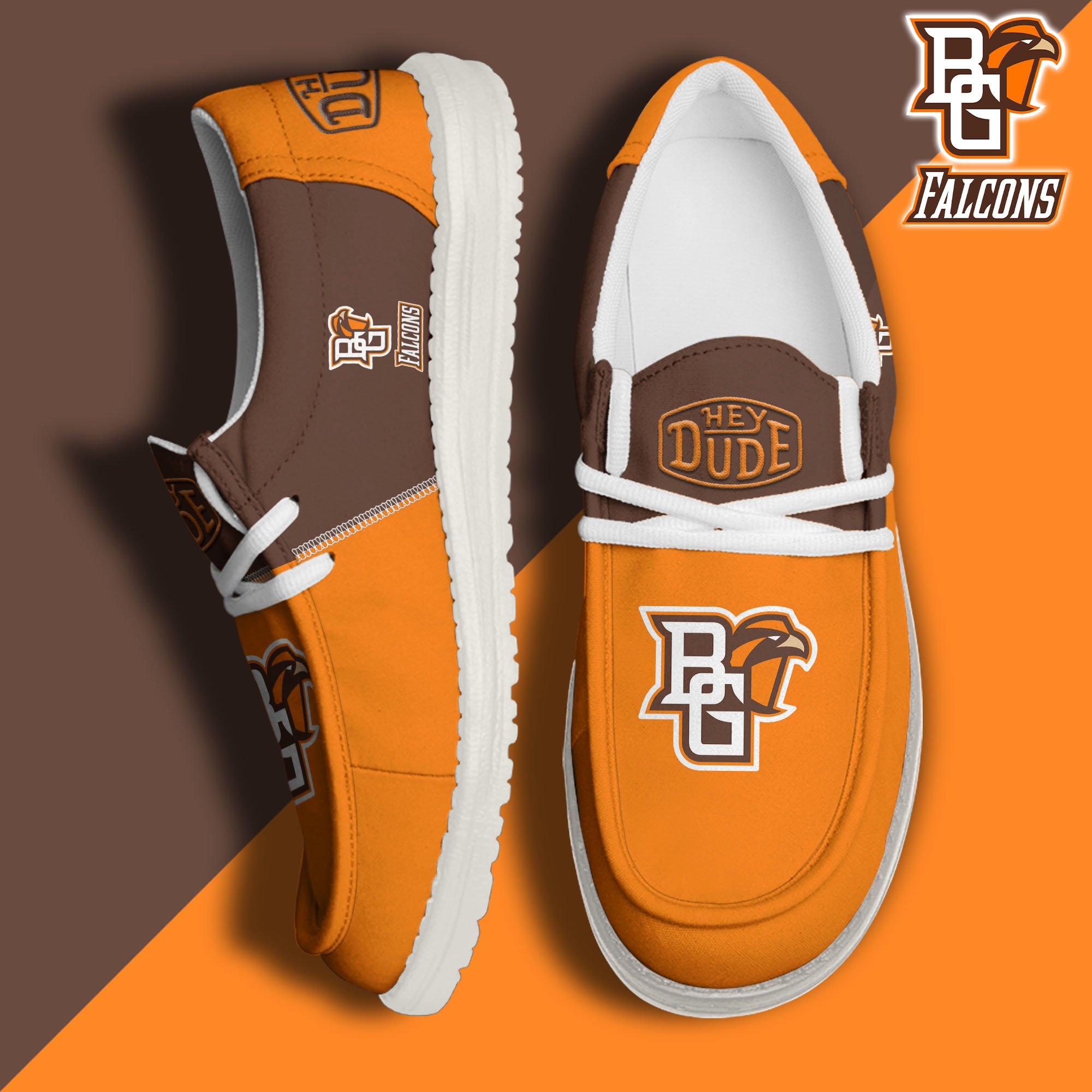 Bowling Green Falcons White Hey Dude Canvas Loafer Shoes Custom Name, Shoes For Football Lovers, Sport Gifts ETRG-61620