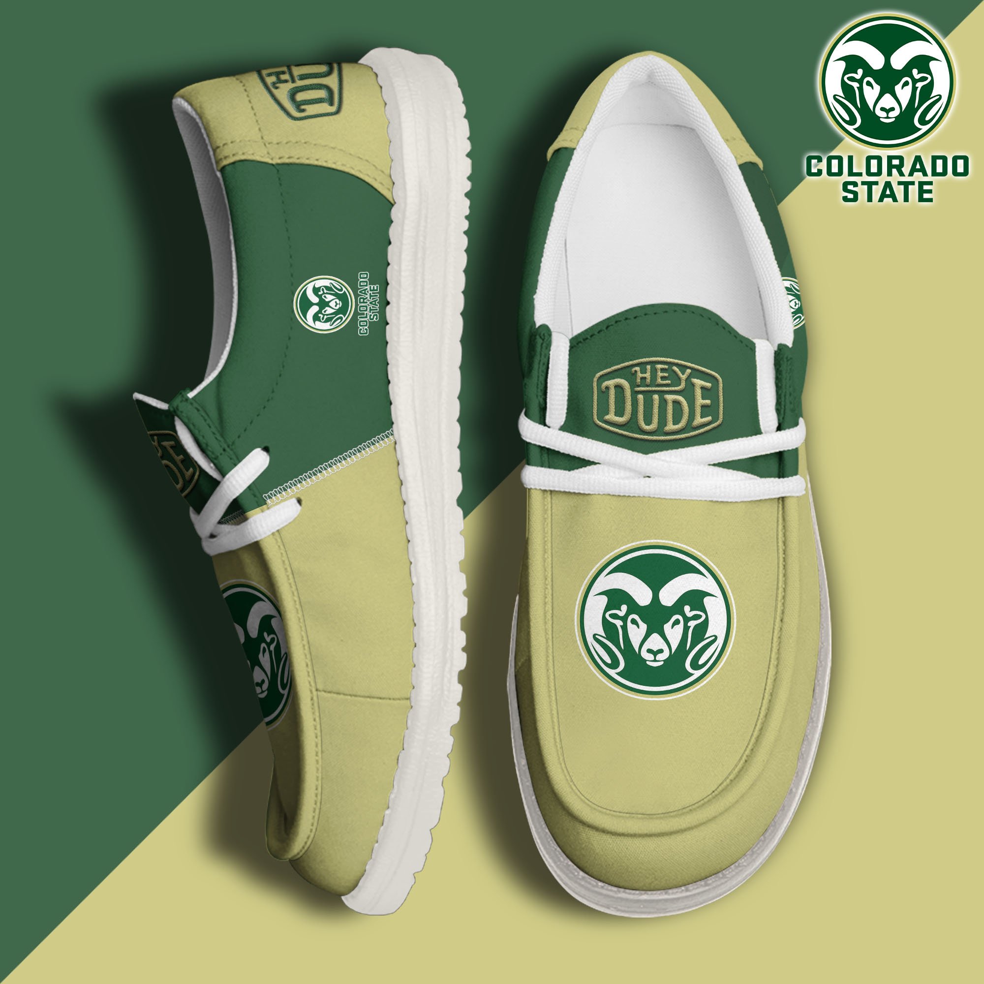 Colorado State Rams White Hey Dude Canvas Loafer Shoes Custom Name, Shoes For Football Lovers, Sport Gifts ETRG-61620