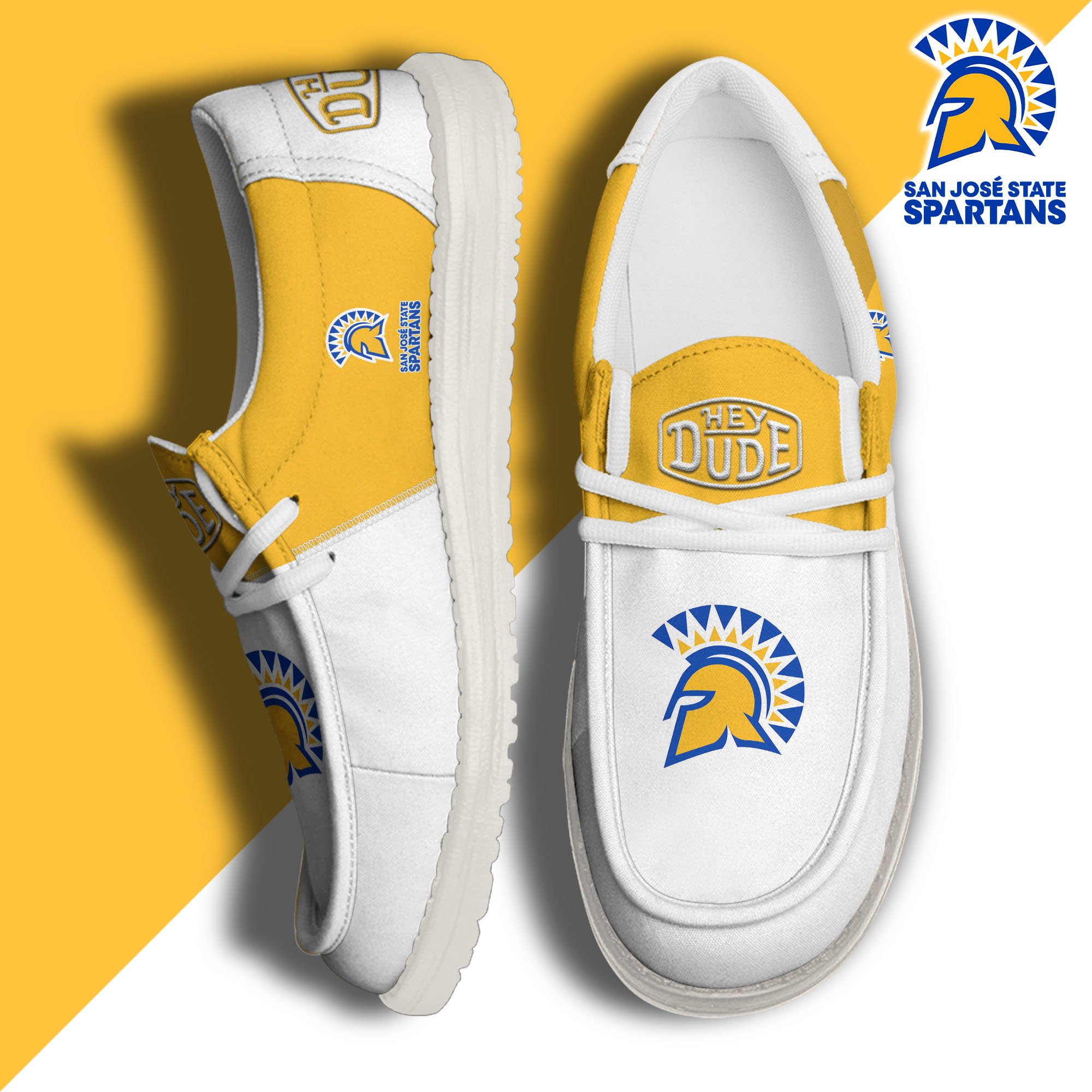 San Jose State Spartans White Hey Dude Canvas Loafer Shoes Custom Name, Shoes For Football Lovers, Sport Gifts ETRG-61620