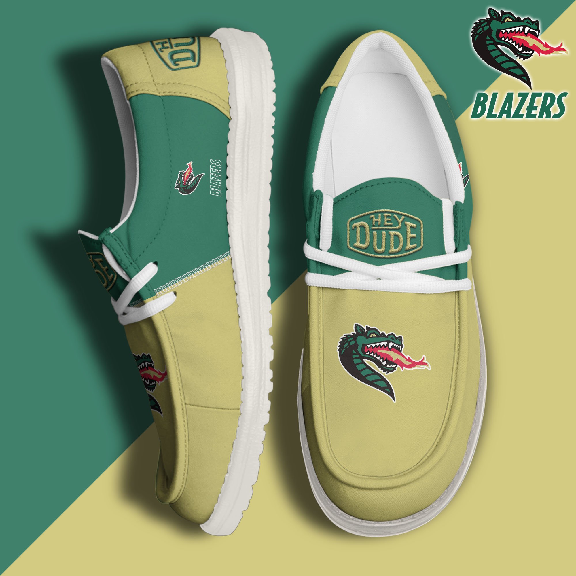 UAB Blazers White Hey Dude Canvas Loafer Shoes Custom Name, Shoes For Football Lovers, Sport Gifts ETRG-61620