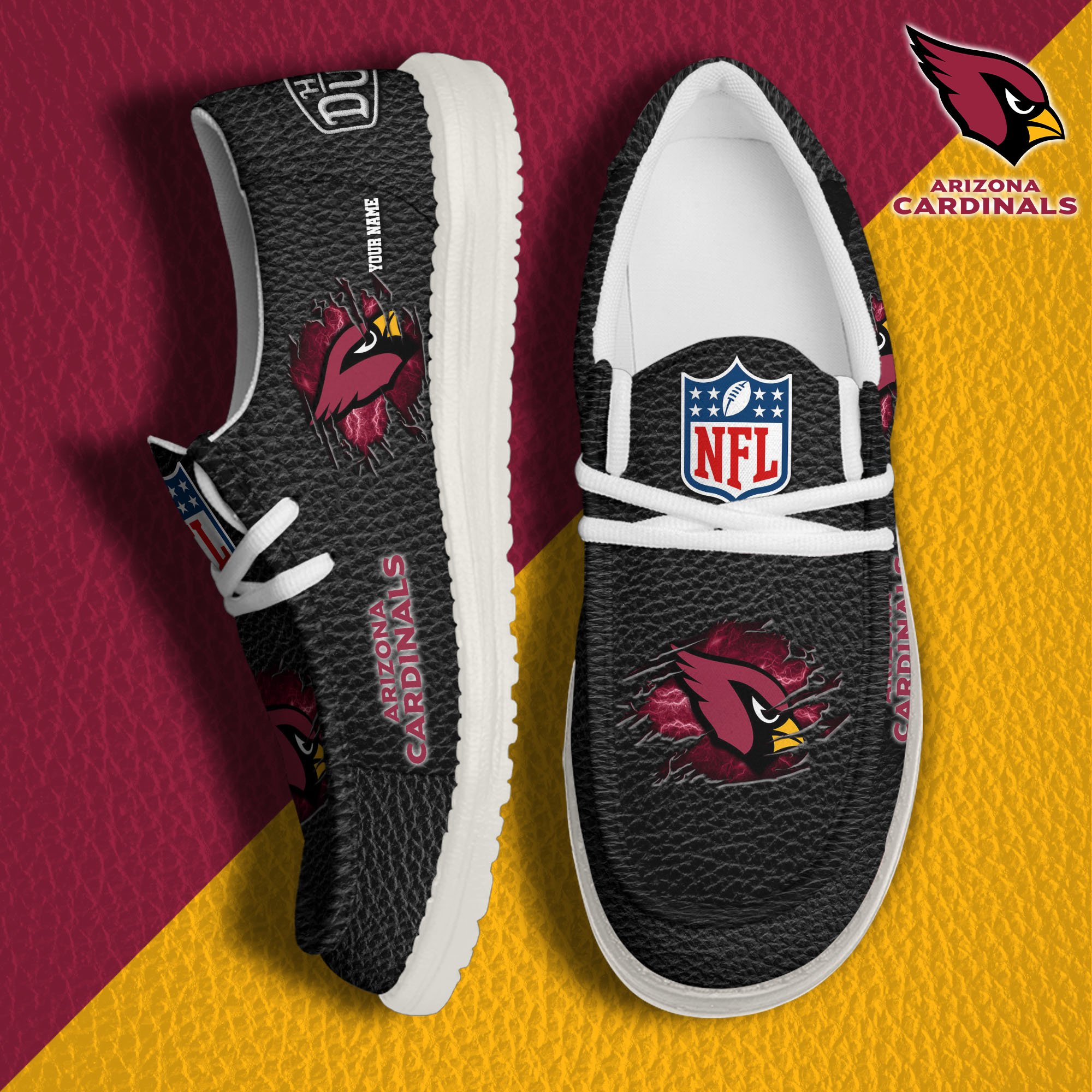 Arizona Cardinals Hey Dude Canvas Loafer Shoes 2024 Version Custom Your Name, Sport Shoes For Lovers, Sport Team Shoes ETRG-61671