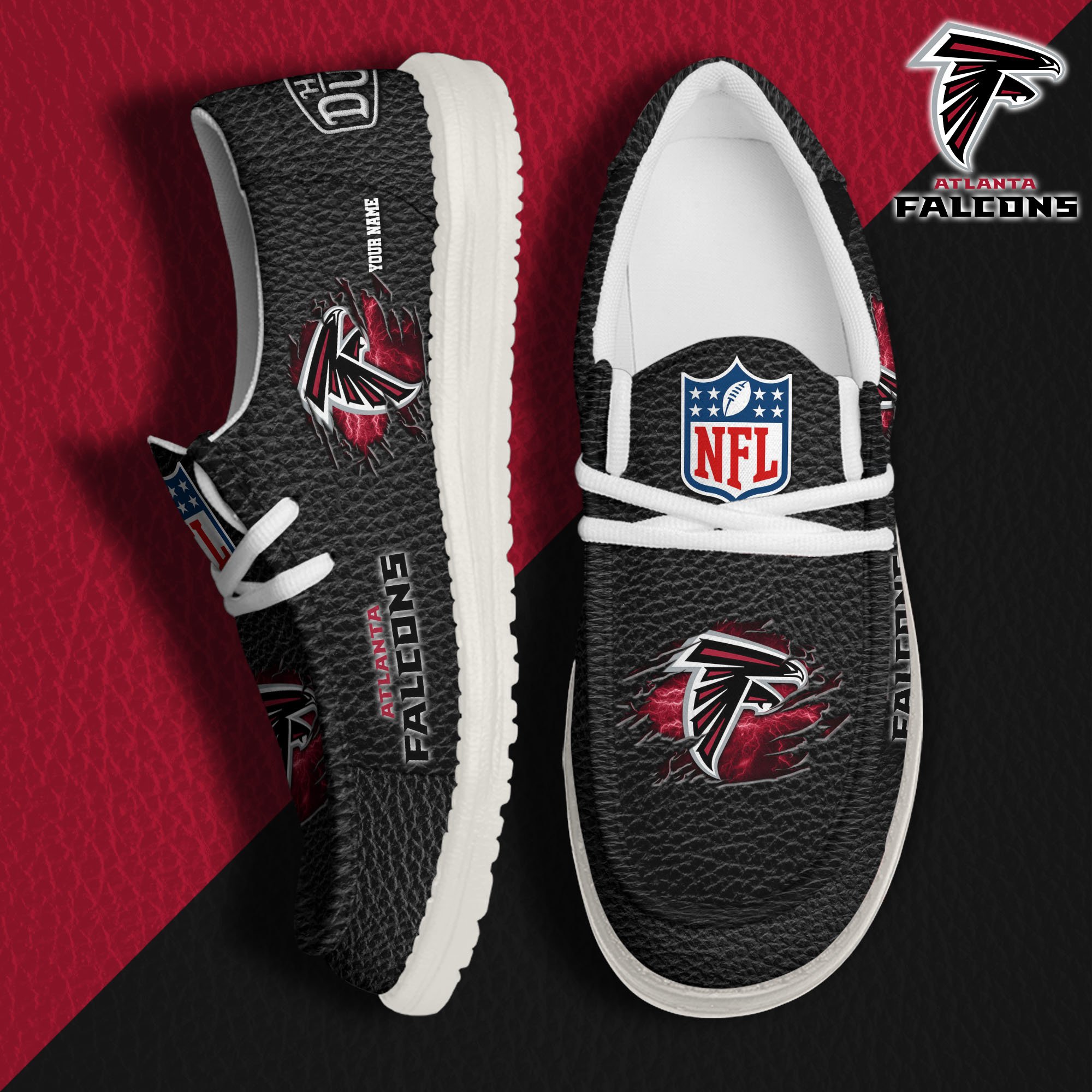 Atlanta Falcons Hey Dude Canvas Loafer Shoes 2024 Version Custom Your Name, Sport Shoes For Lovers, Sport Team Shoes ETRG-61671