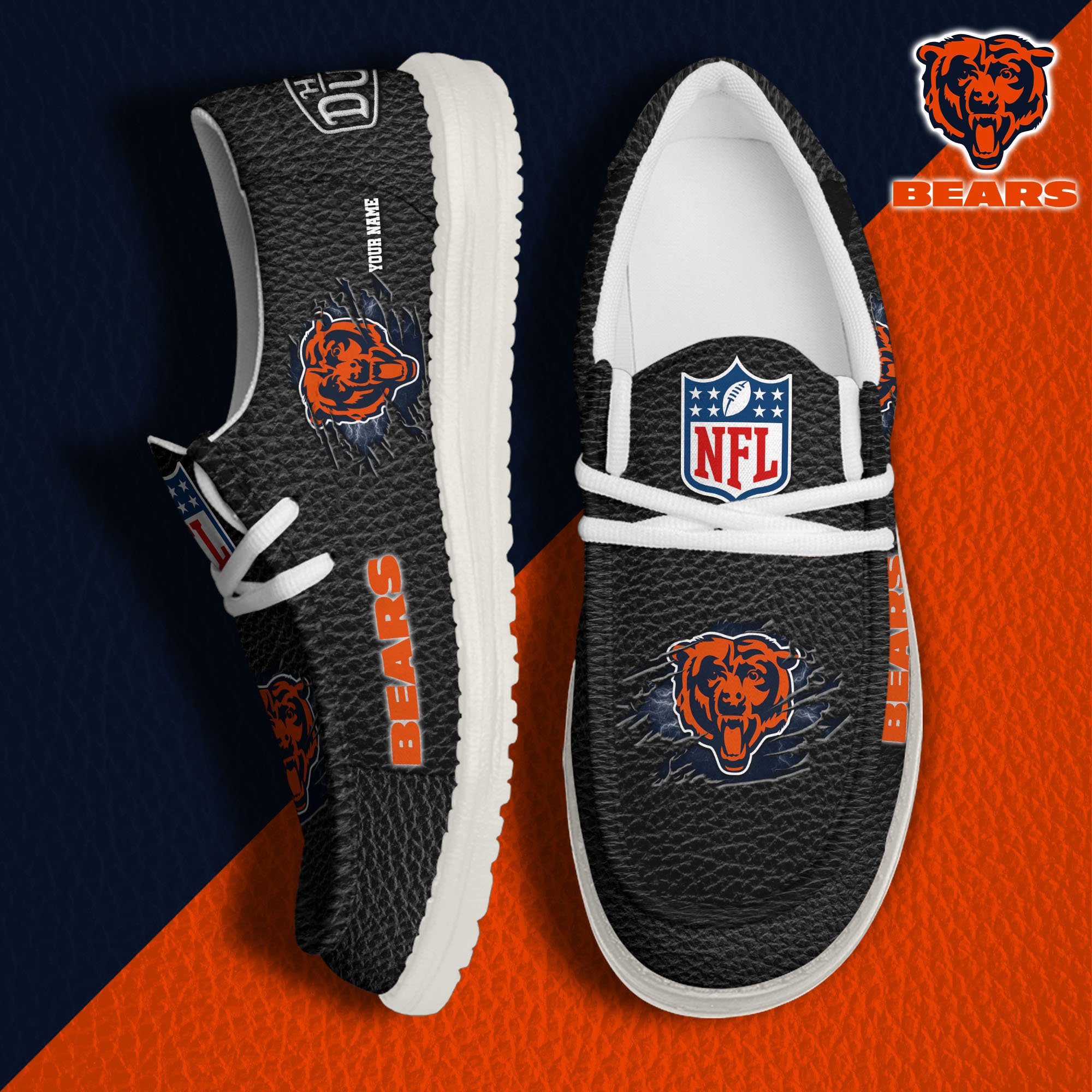 Chicago Bears Hey Dude Canvas Loafer Shoes 2024 Version Custom Your Name, Sport Shoes For Lovers, Sport Team Shoes ETRG-61671