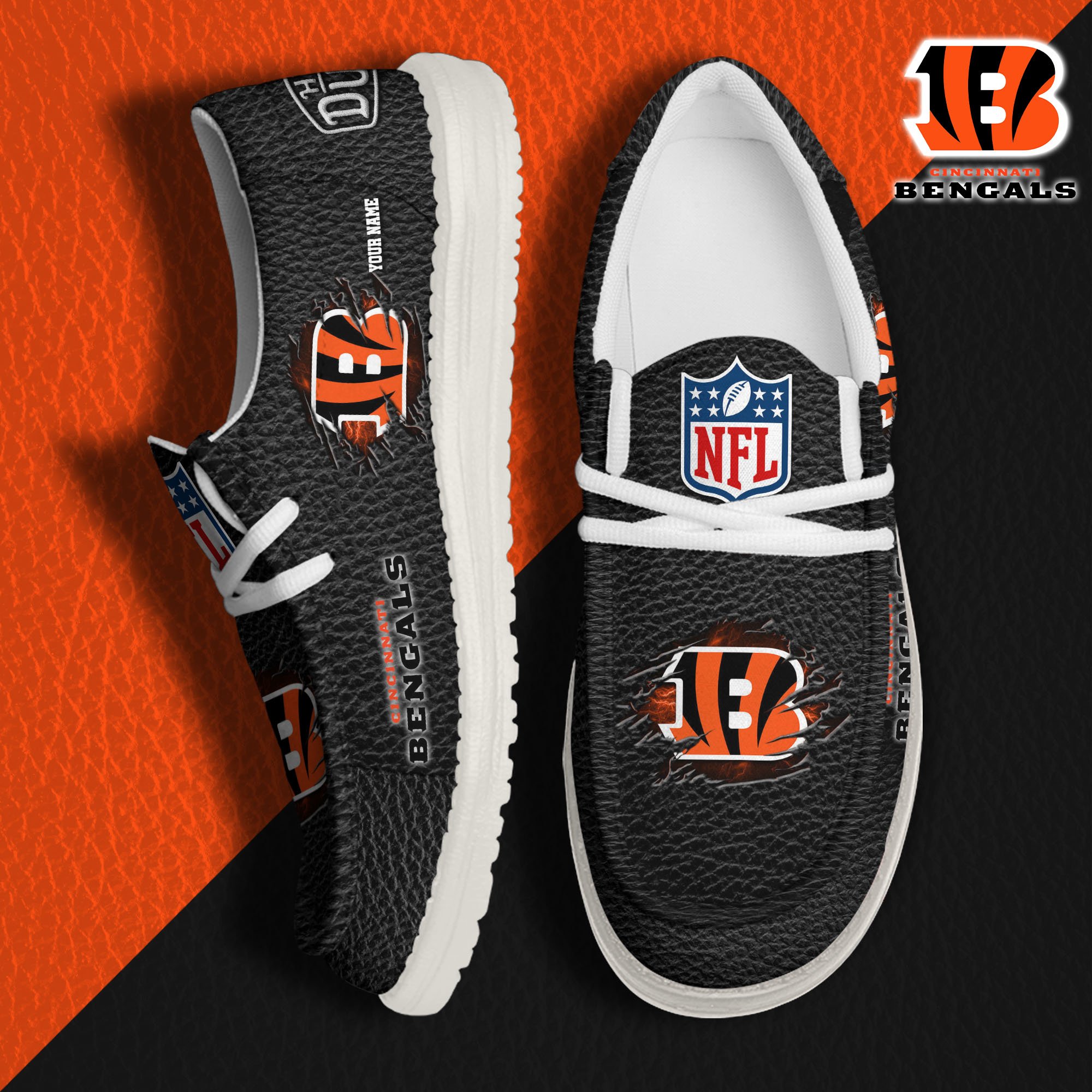 Cincinnati Bengals Hey Dude Canvas Loafer Shoes 2024 Version Custom Your Name, Sport Shoes For Lovers, Sport Team Shoes ETRG-61671