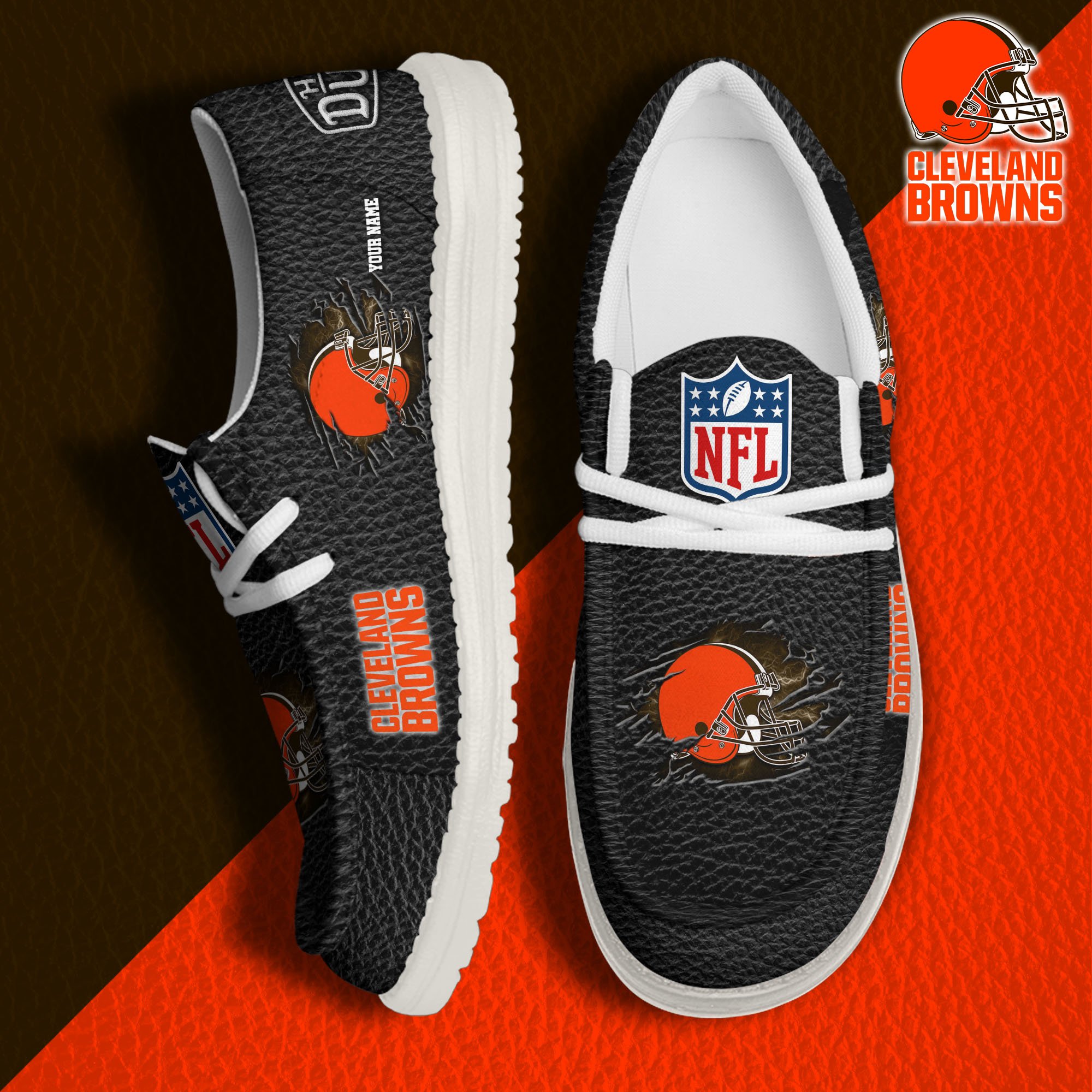 Cleveland Browns Hey Dude Canvas Loafer Shoes 2024 Version Custom Your Name, Sport Shoes For Lovers, Sport Team Shoes ETRG-61671