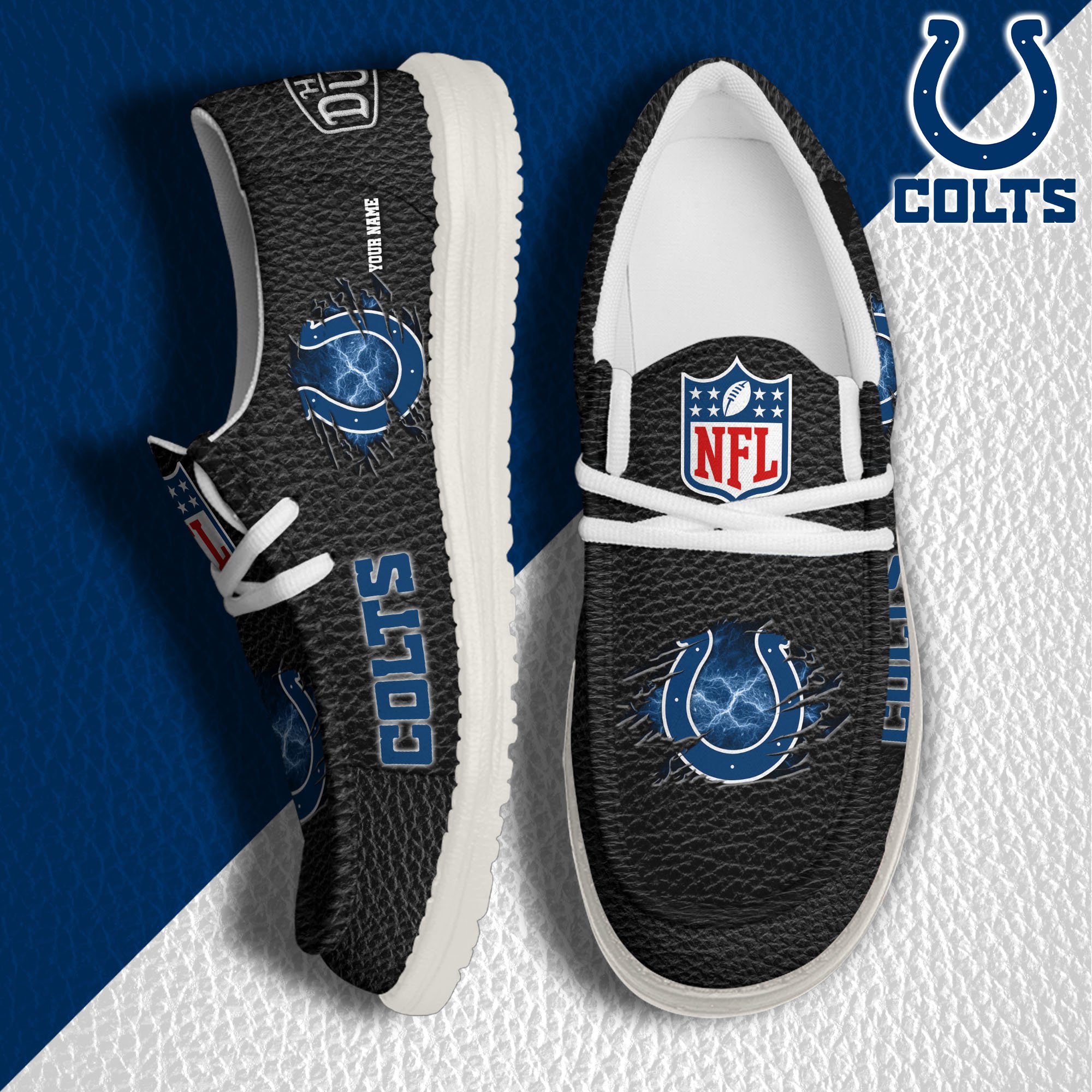 Indianapolis Colts Hey Dude Canvas Loafer Shoes 2024 Version Custom Your Name, Sport Shoes For Lovers, Sport Team Shoes ETRG-61671